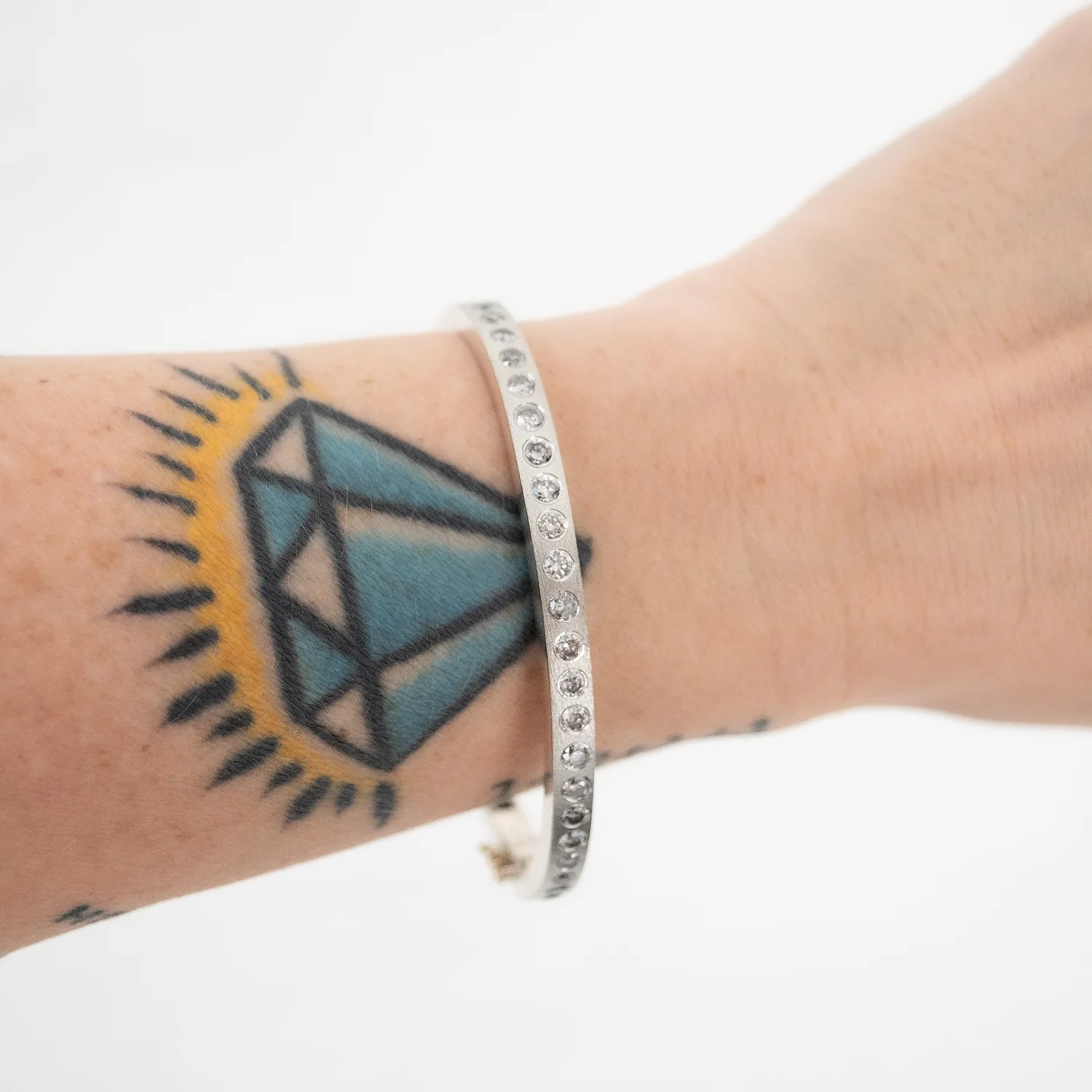 Adam Gray Diamond Wide Bangle - Image 2