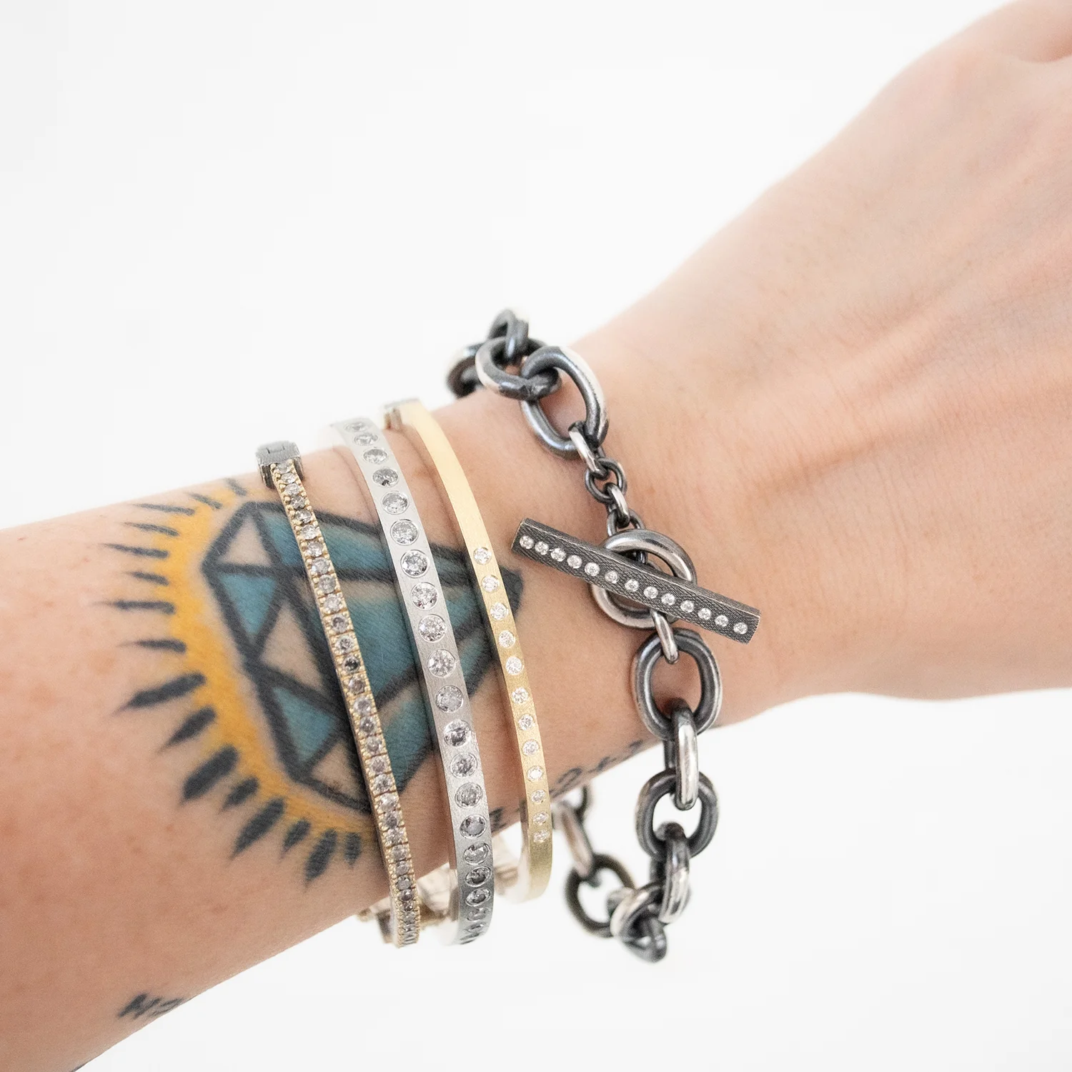 Adam Gray Diamond Wide Bangle - Image 4