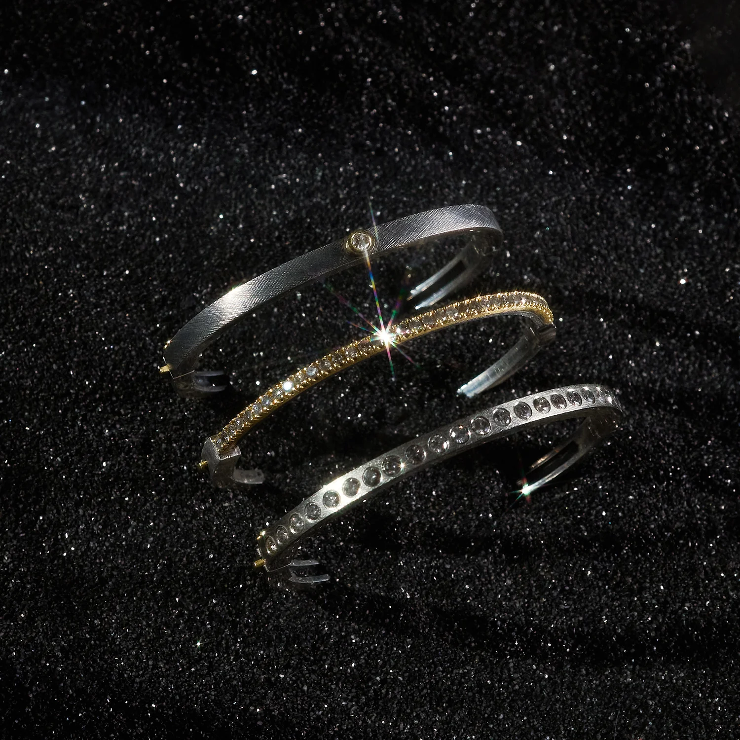 Adam Gray Diamond Wide Bangle - Image 5