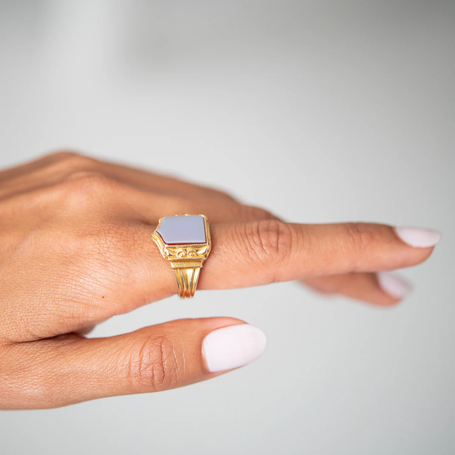 Agate Shield Signet Ring - Image 6