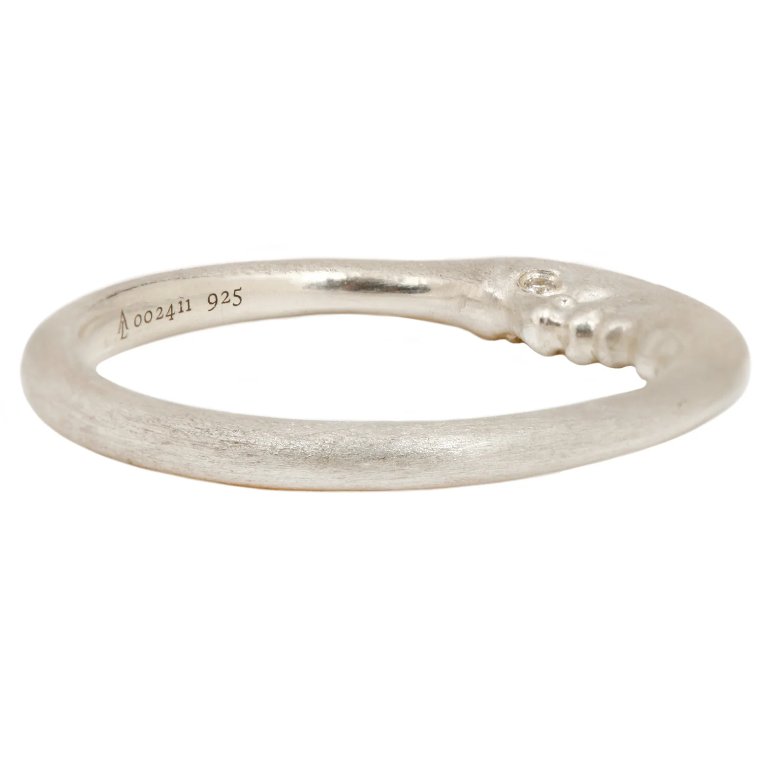 Silver Crescent Moonface Ring - Image 3