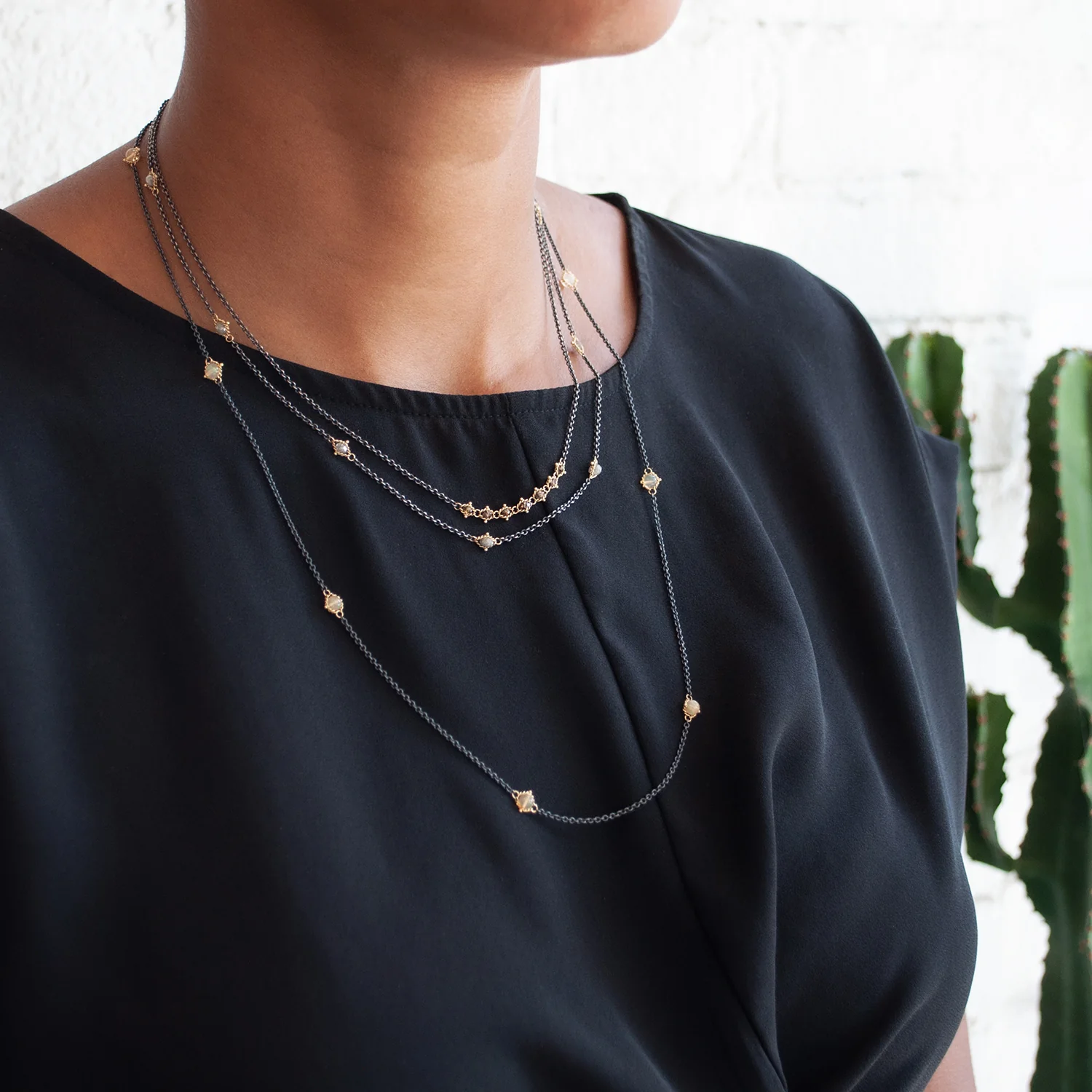 Gray Diamond Textile Station Necklace - Image 3