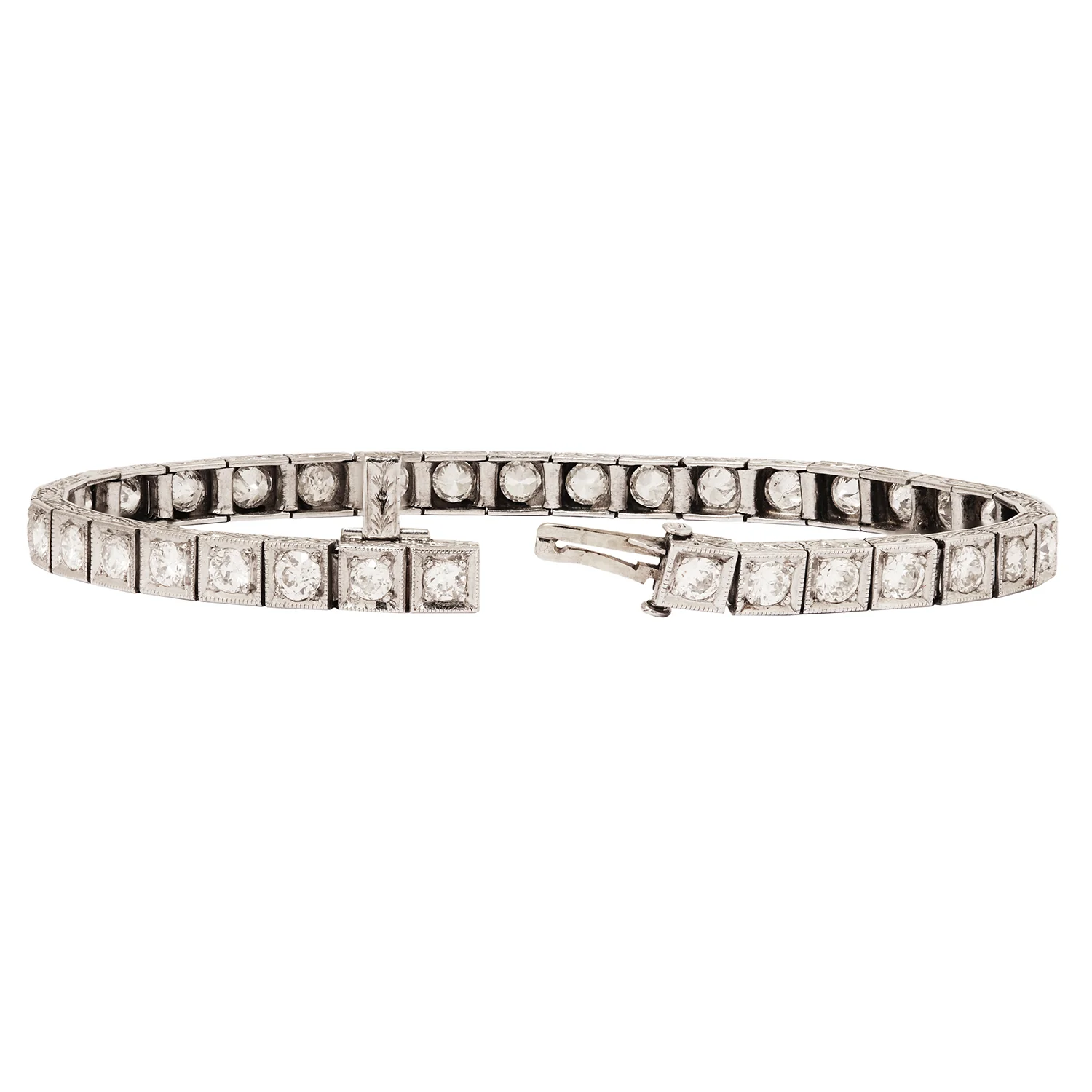 Antique Block Diamond Tennis Bracelet - Image 2