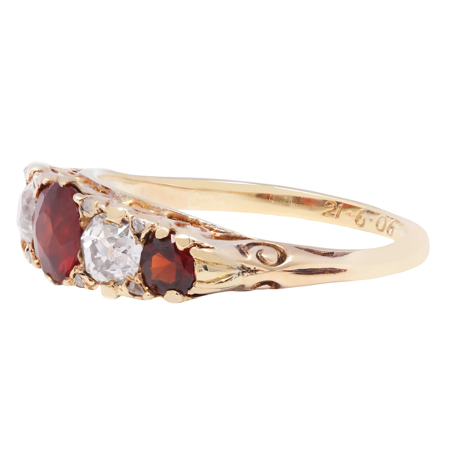 Antique Garnet & Diamond Half Hoop Ring - Image 3