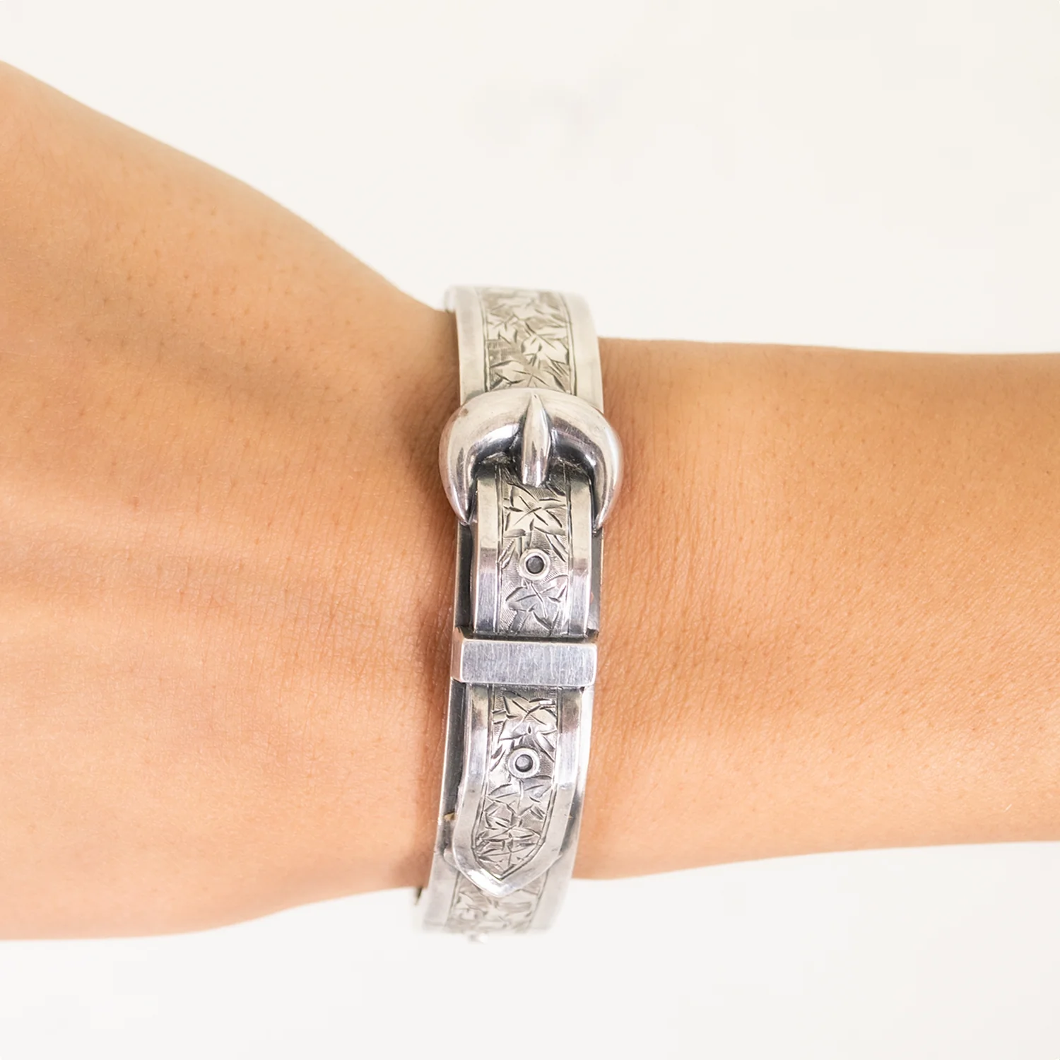 Antique Silver Belt Buckle Bangle - Image 2