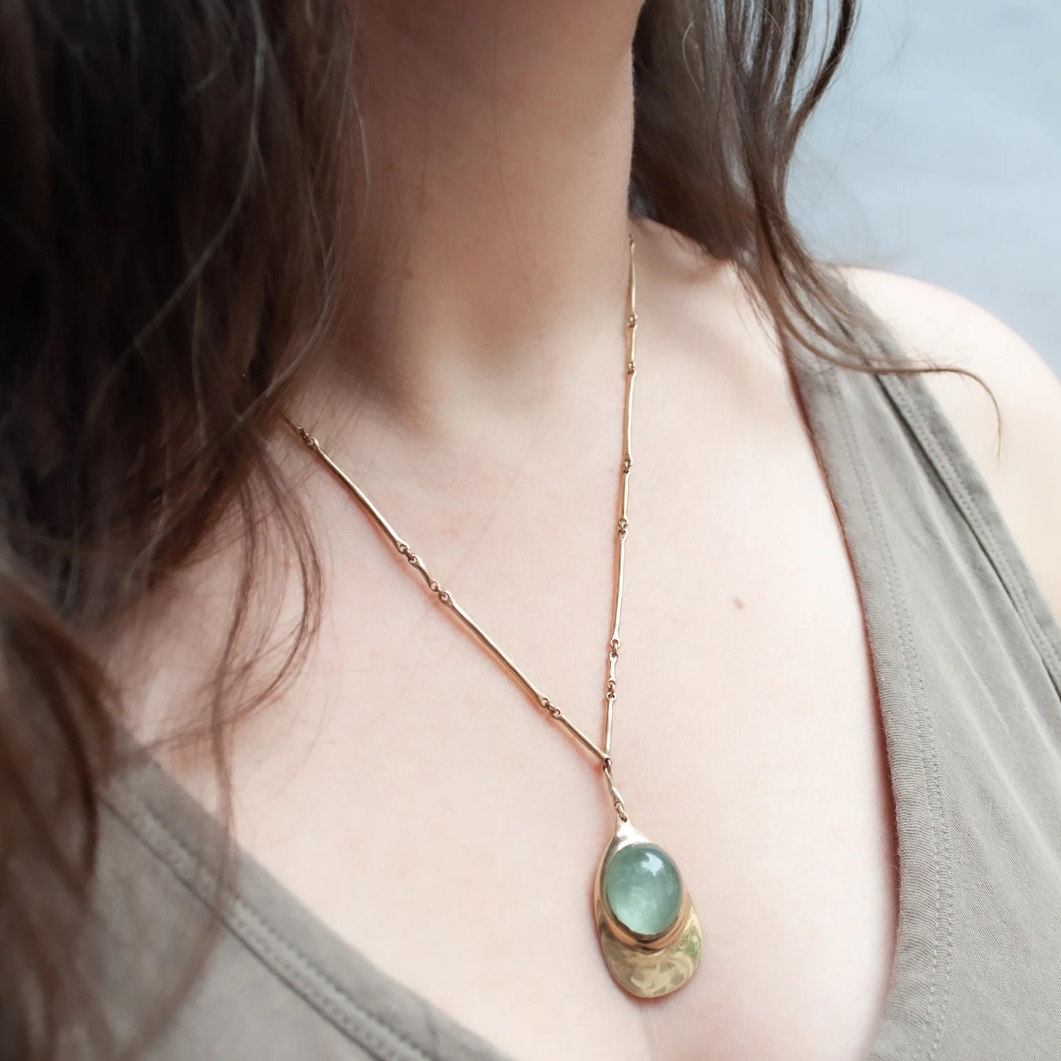 Aquamarine Cast Line Pendant Necklace - Image 2
