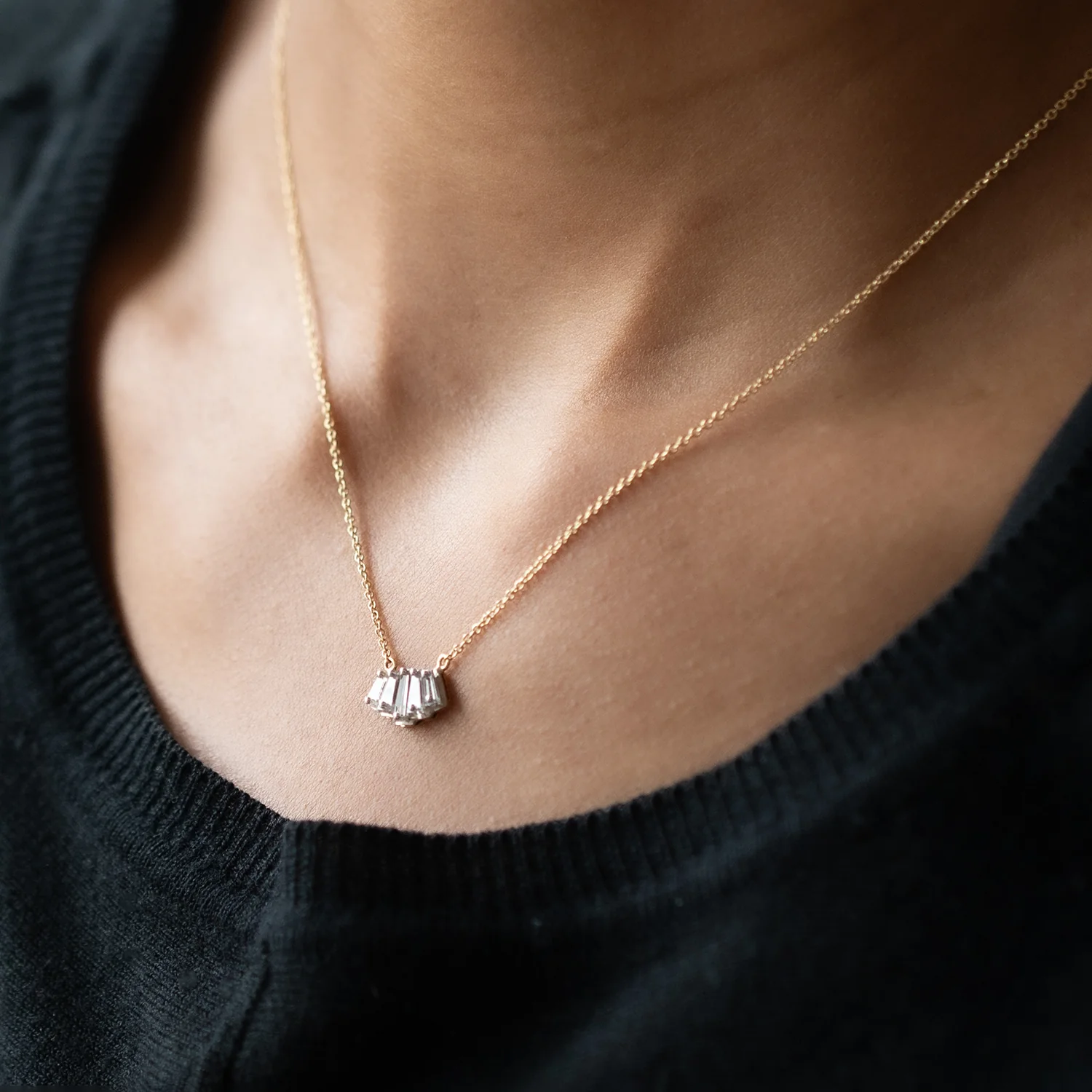 Baguette Beam Diamond Necklace - Image 2