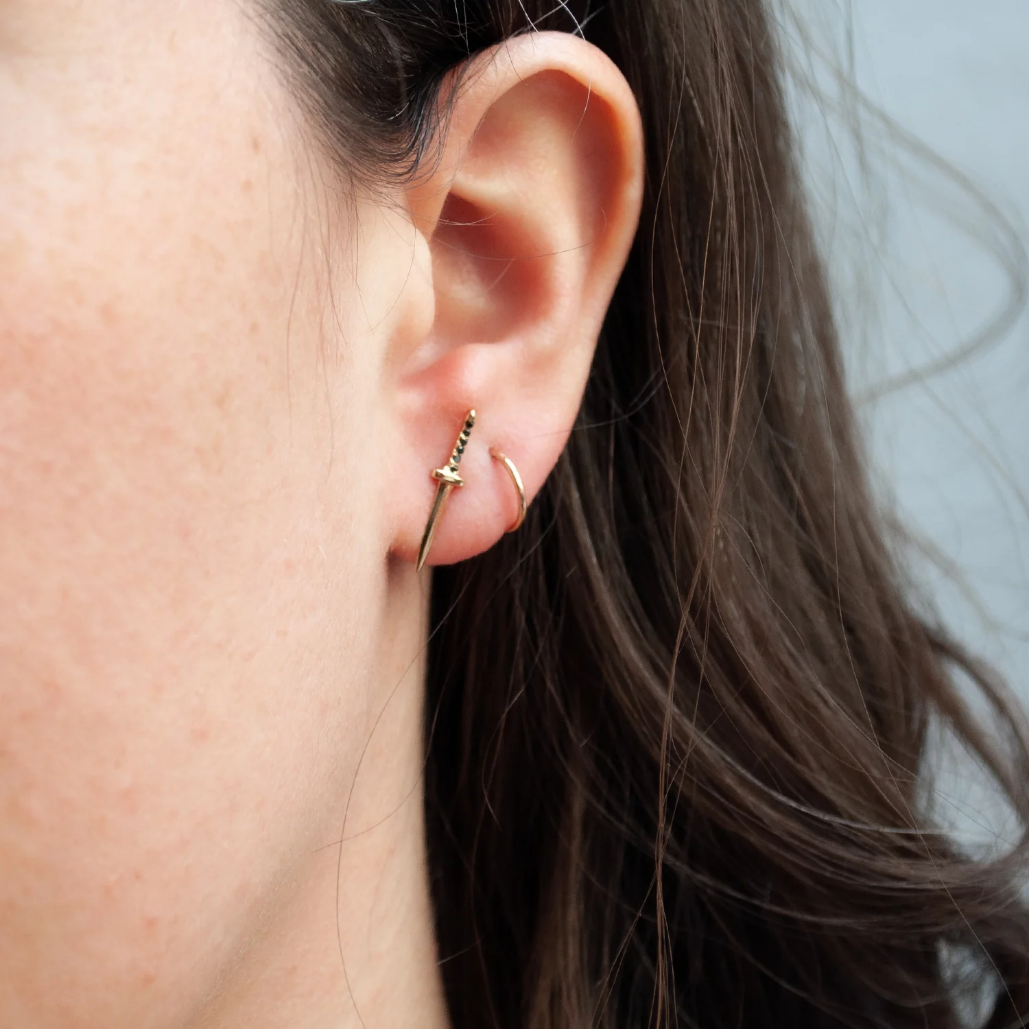 Black Diamond Baby Dagger Earrings - Image 2