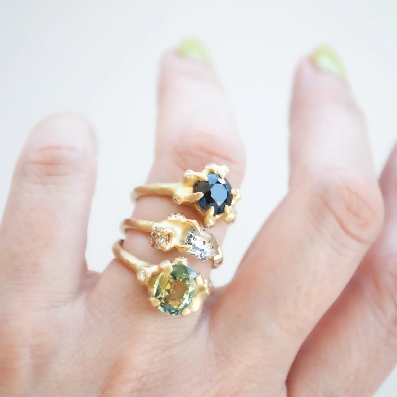 Blue Sapphire Barnacle Cluster Ring - Image 7