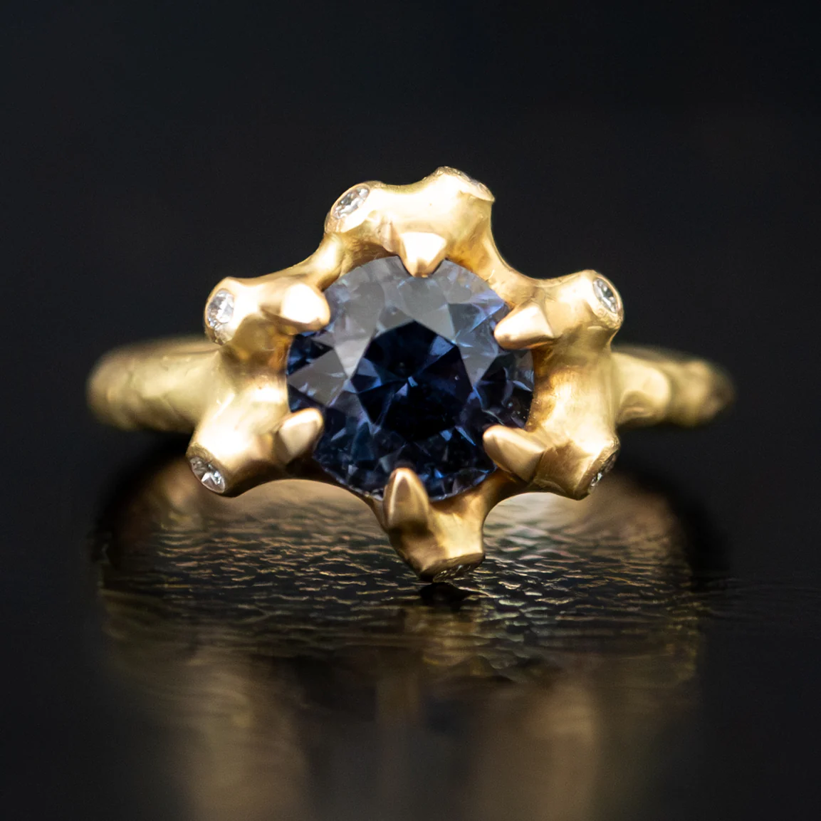 Blue Sapphire Barnacle Cluster Ring - Image 9