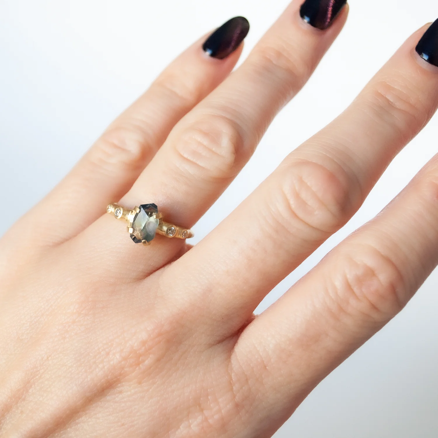 Blue Sapphire Rough Luxe Ring - Image 2