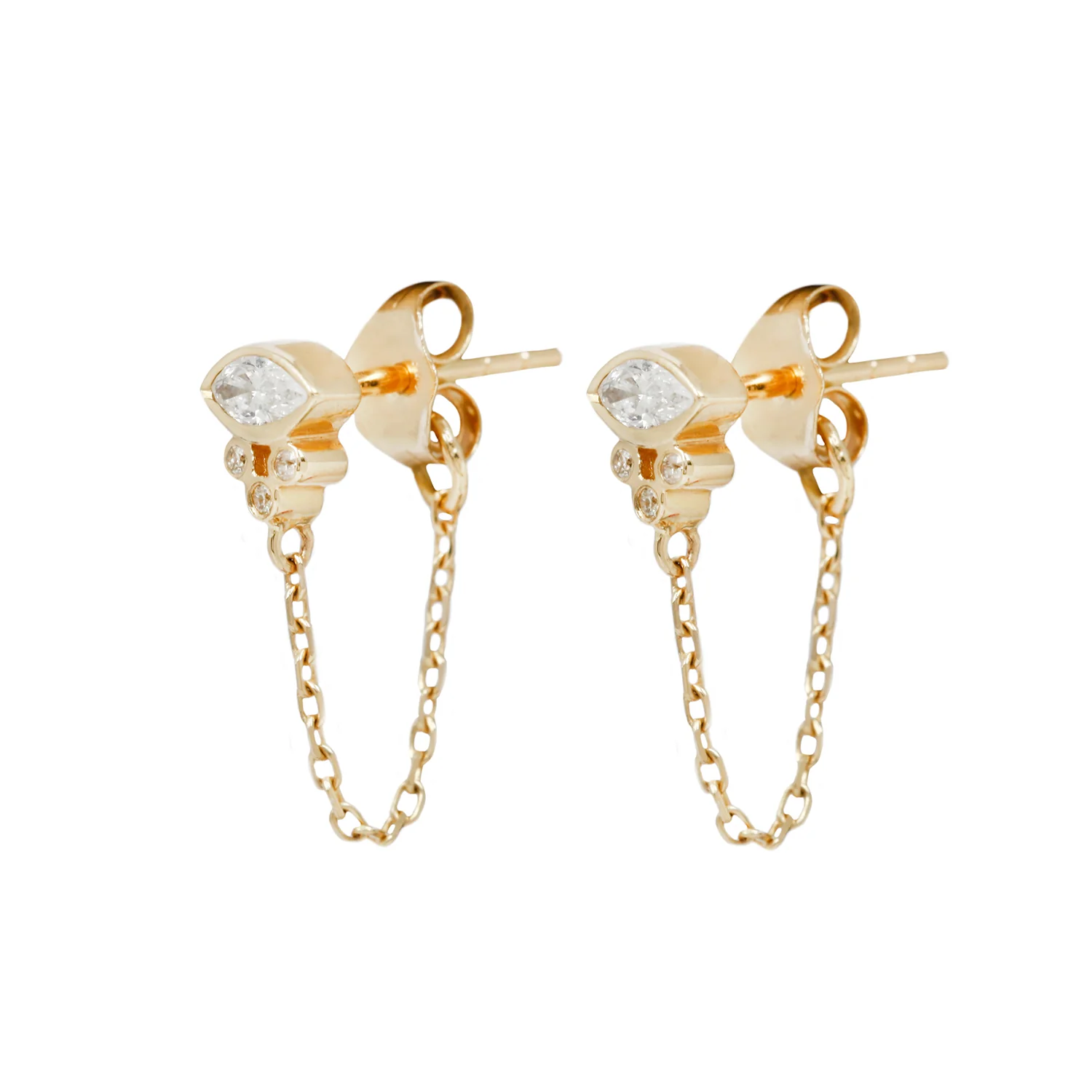 Marquise Diamond Chain Earrings - Image 3