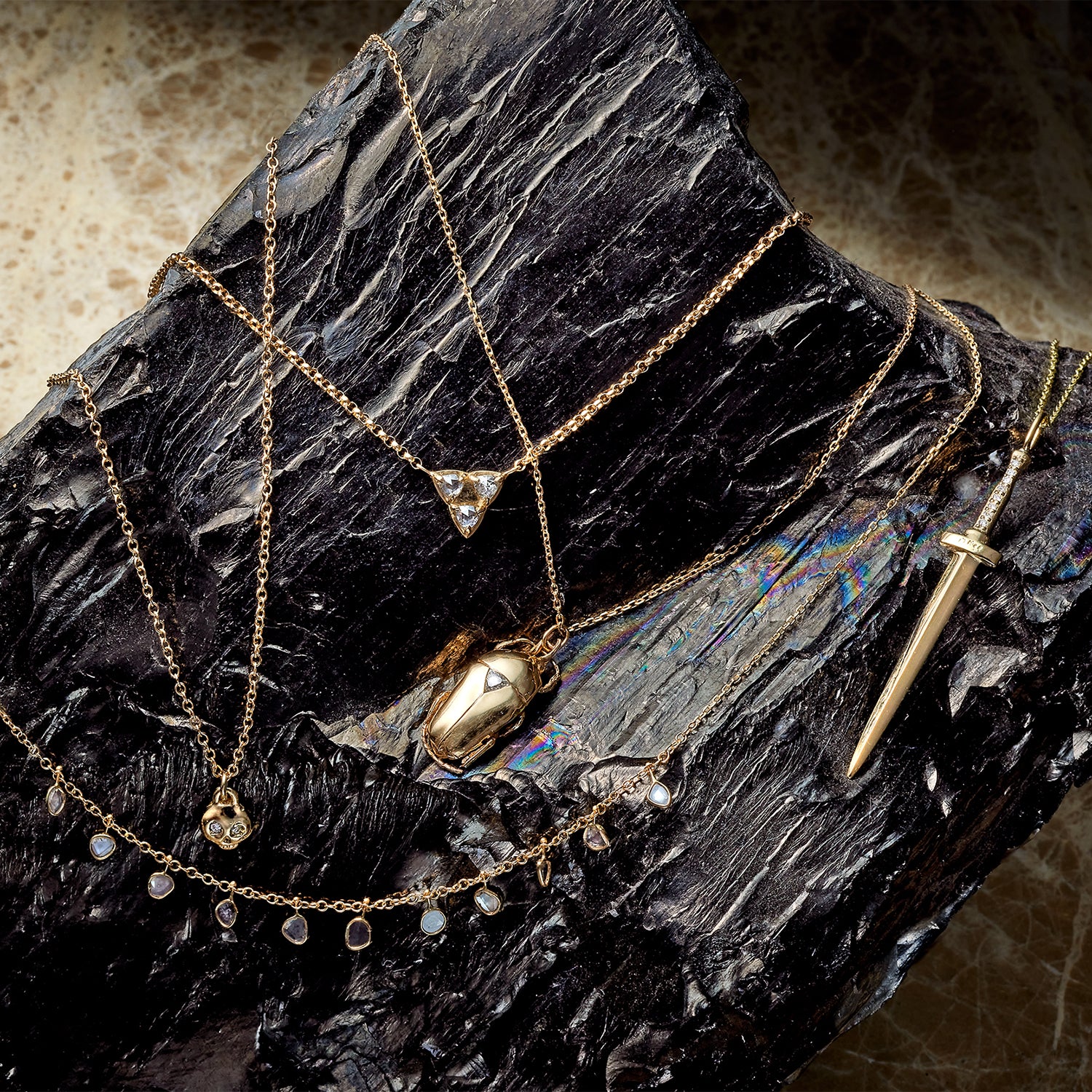 Multi Diamond Slice Necklace - Image 3