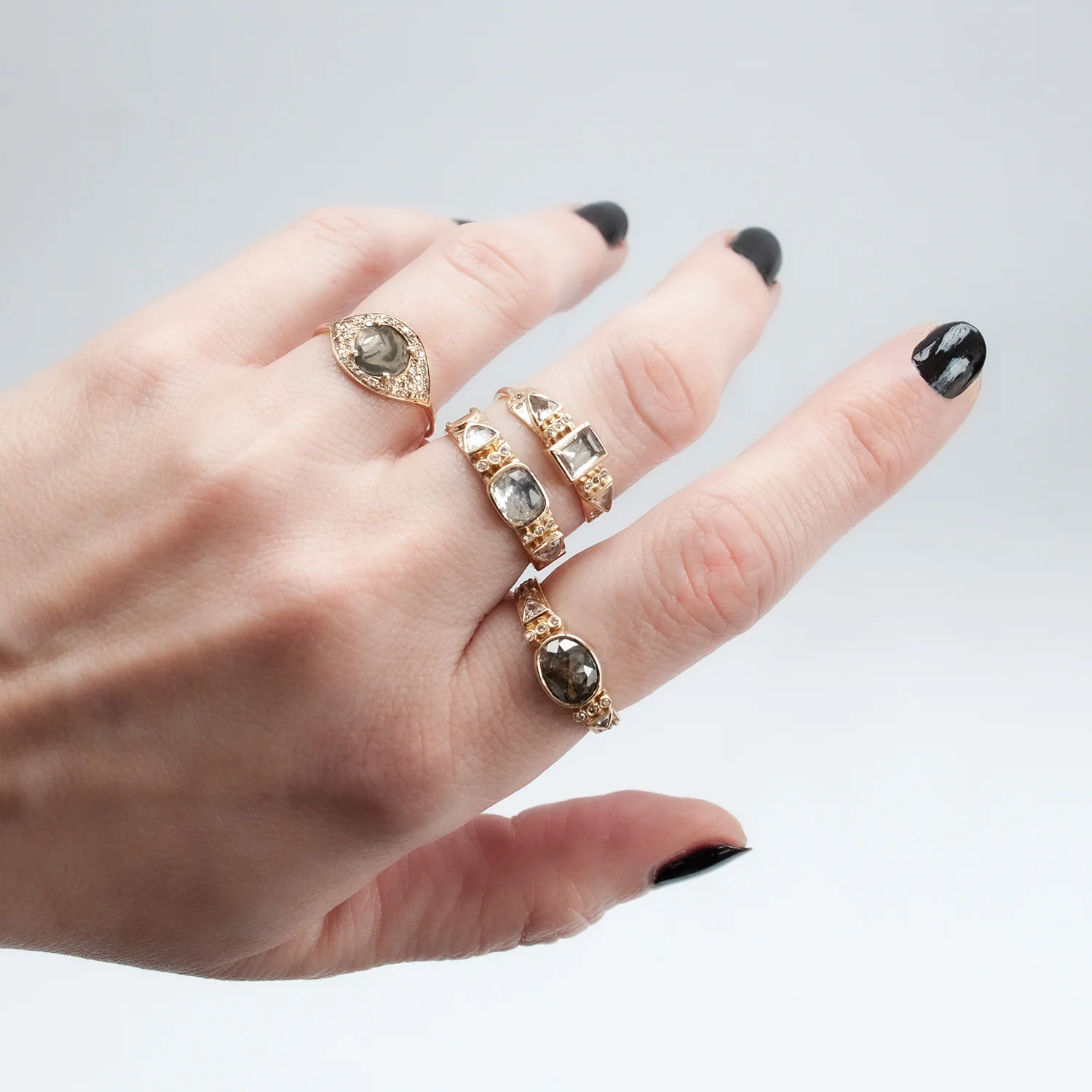 Moonstone and Diamond Crescent Totem Ring - Image 2