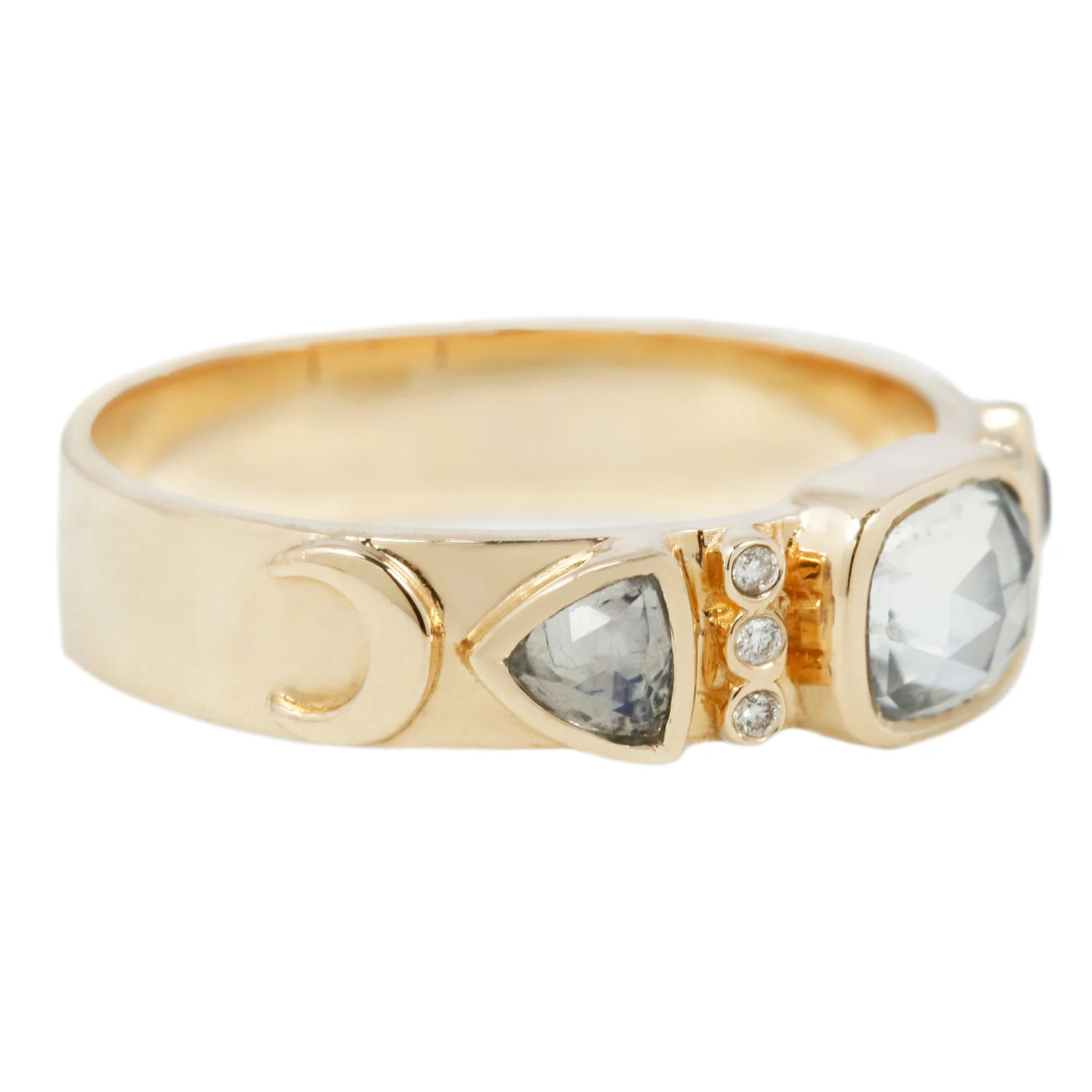 Moonstone and Diamond Crescent Totem Ring - Image 3