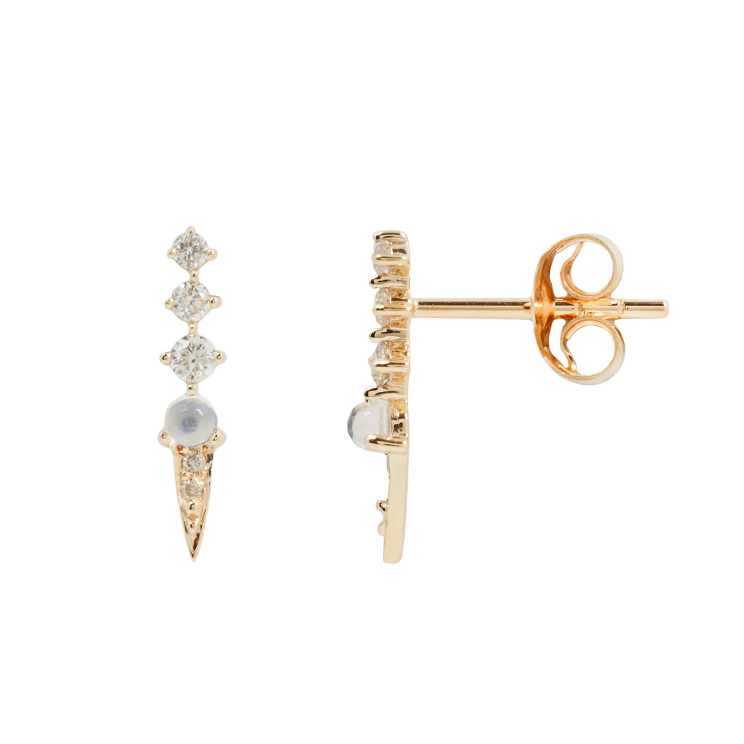 Moonstone & Diamond Spike Studs - Image 3