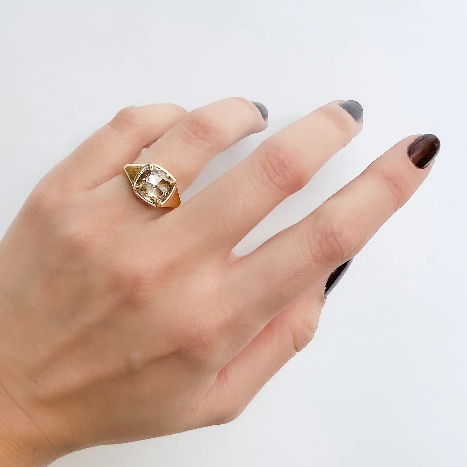 Champagne Cushion Diamond Solitaire - Image 2
