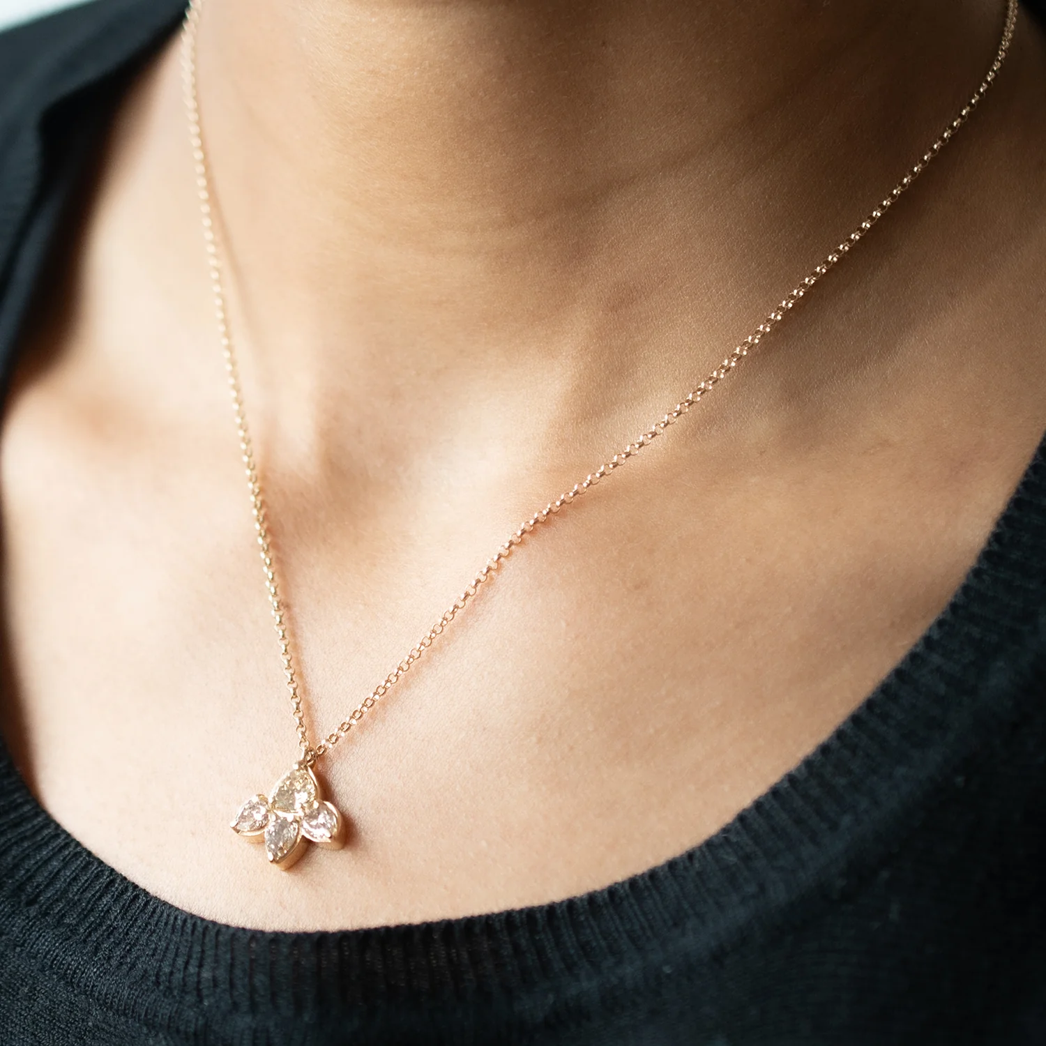 Champagne Diamond Lotus Necklace - Image 2