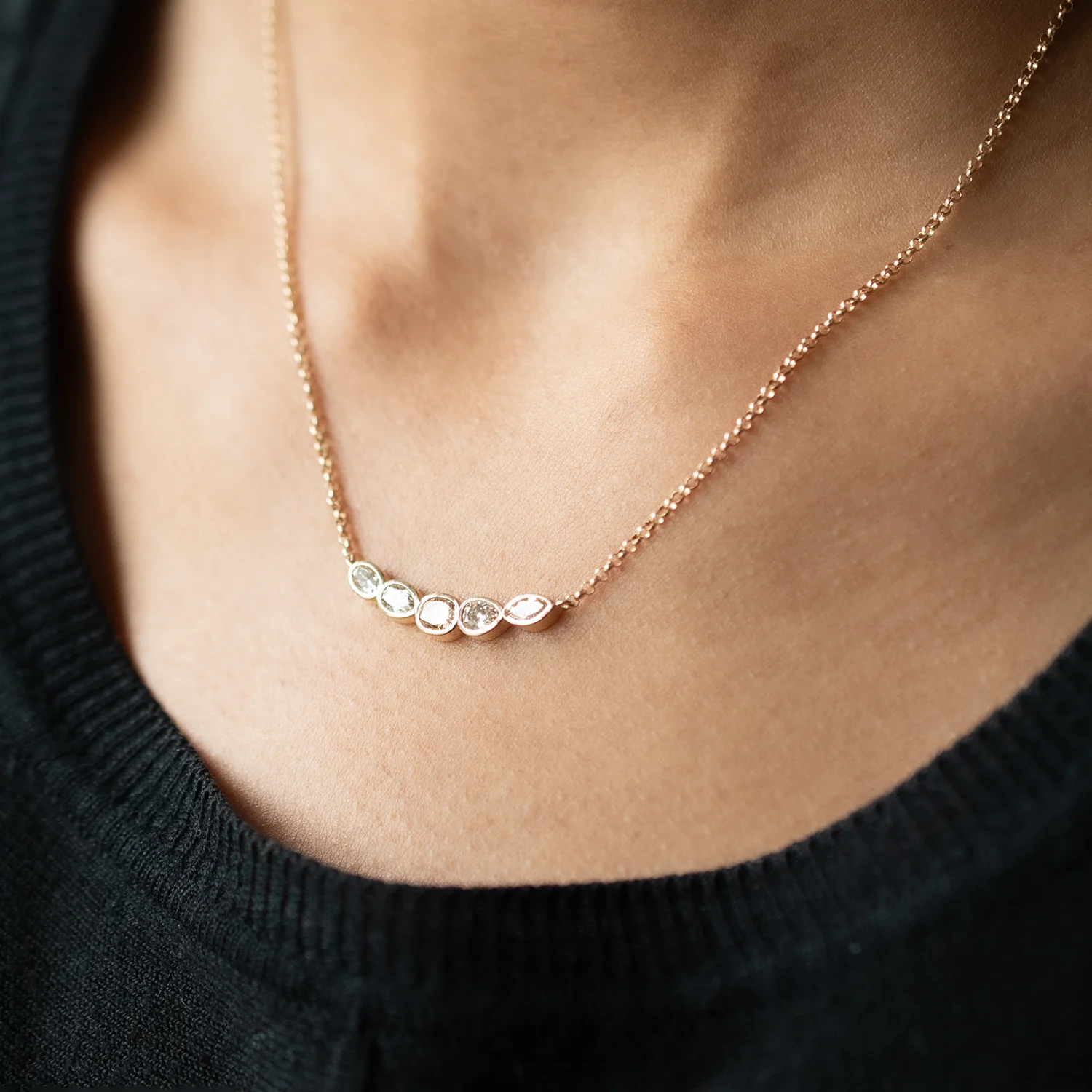 Champagne Diamond Pebble Necklace - Image 2