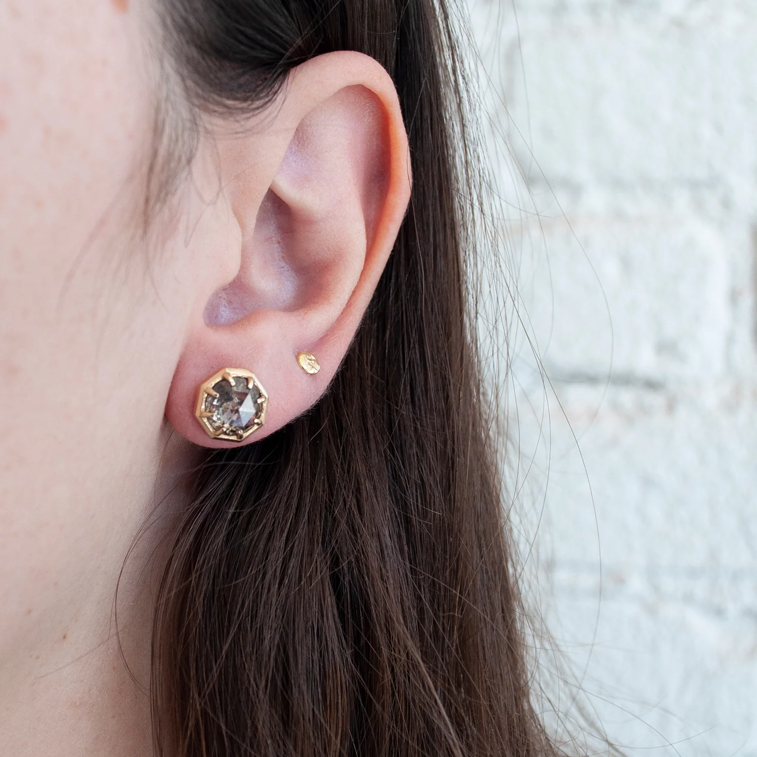 Speckled Cognac Diamond Studs - Image 2