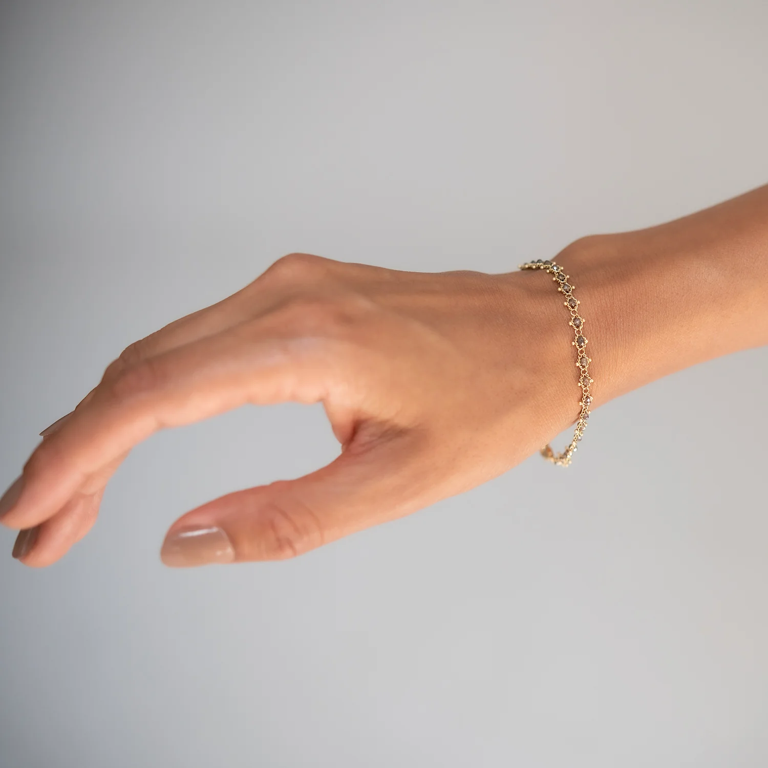 Champagne Diamond Textile Bracelet - Image 2