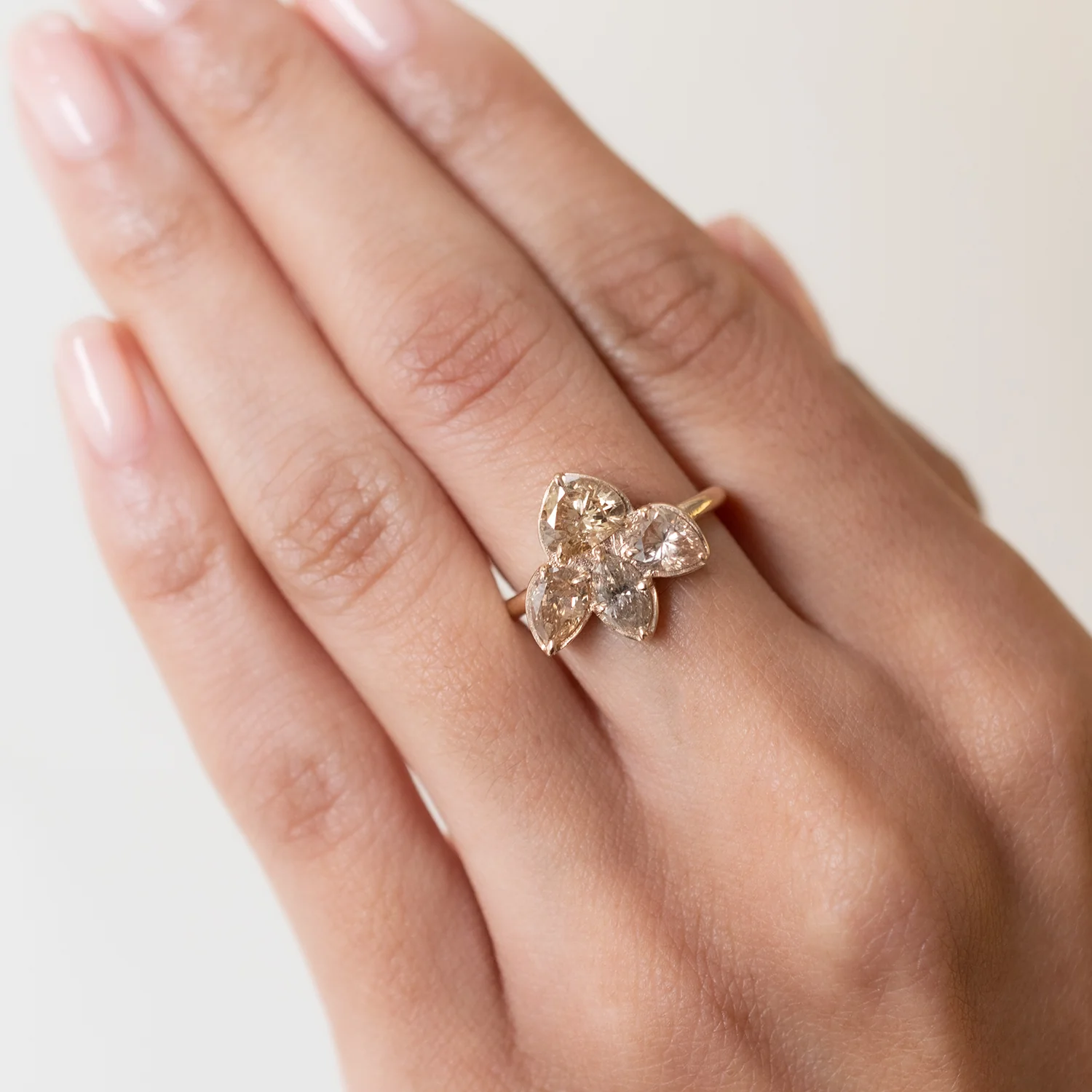 Champagne Diamond Lotus Ring - Image 2