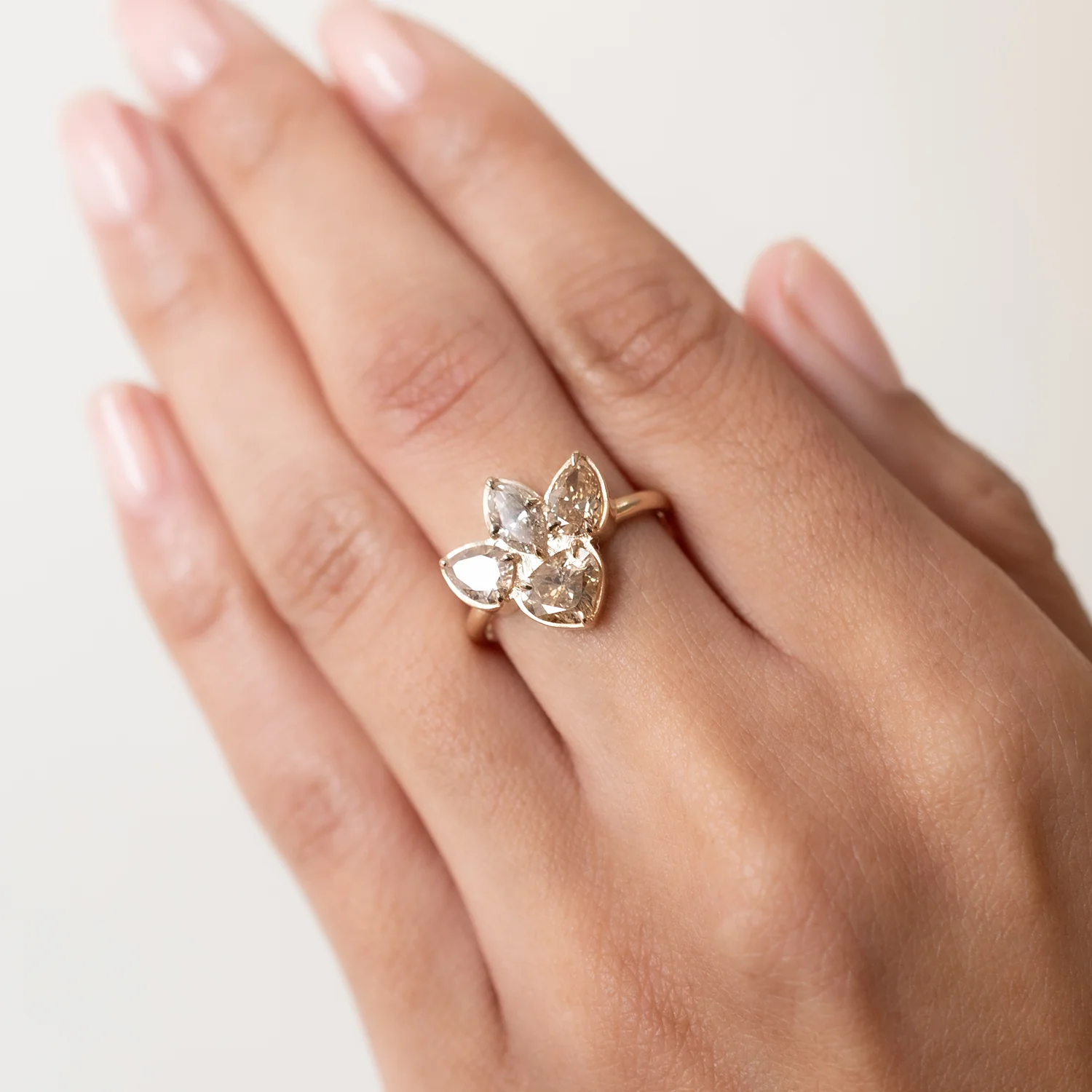 Champagne Diamond Lotus Ring - Image 5
