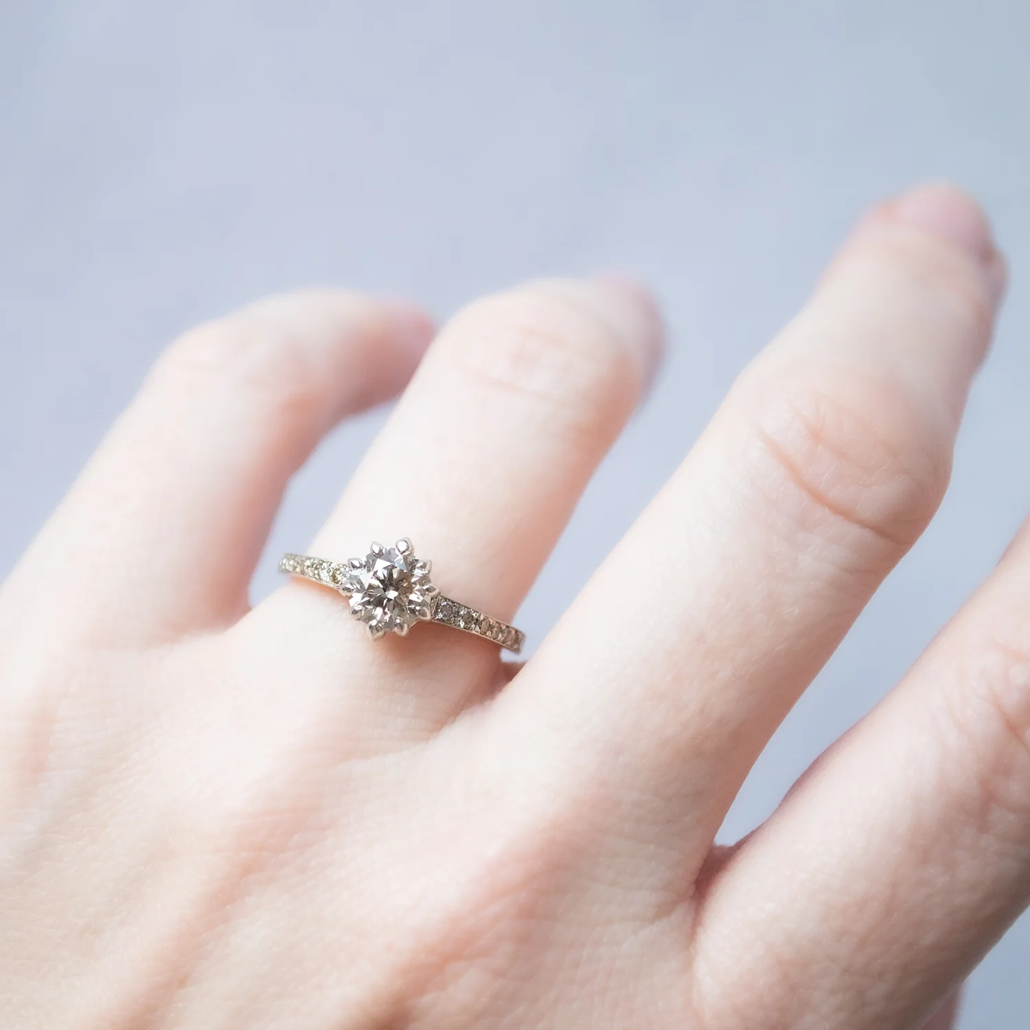 Champagne Pavé Diamond Soirée Ring - Image 2
