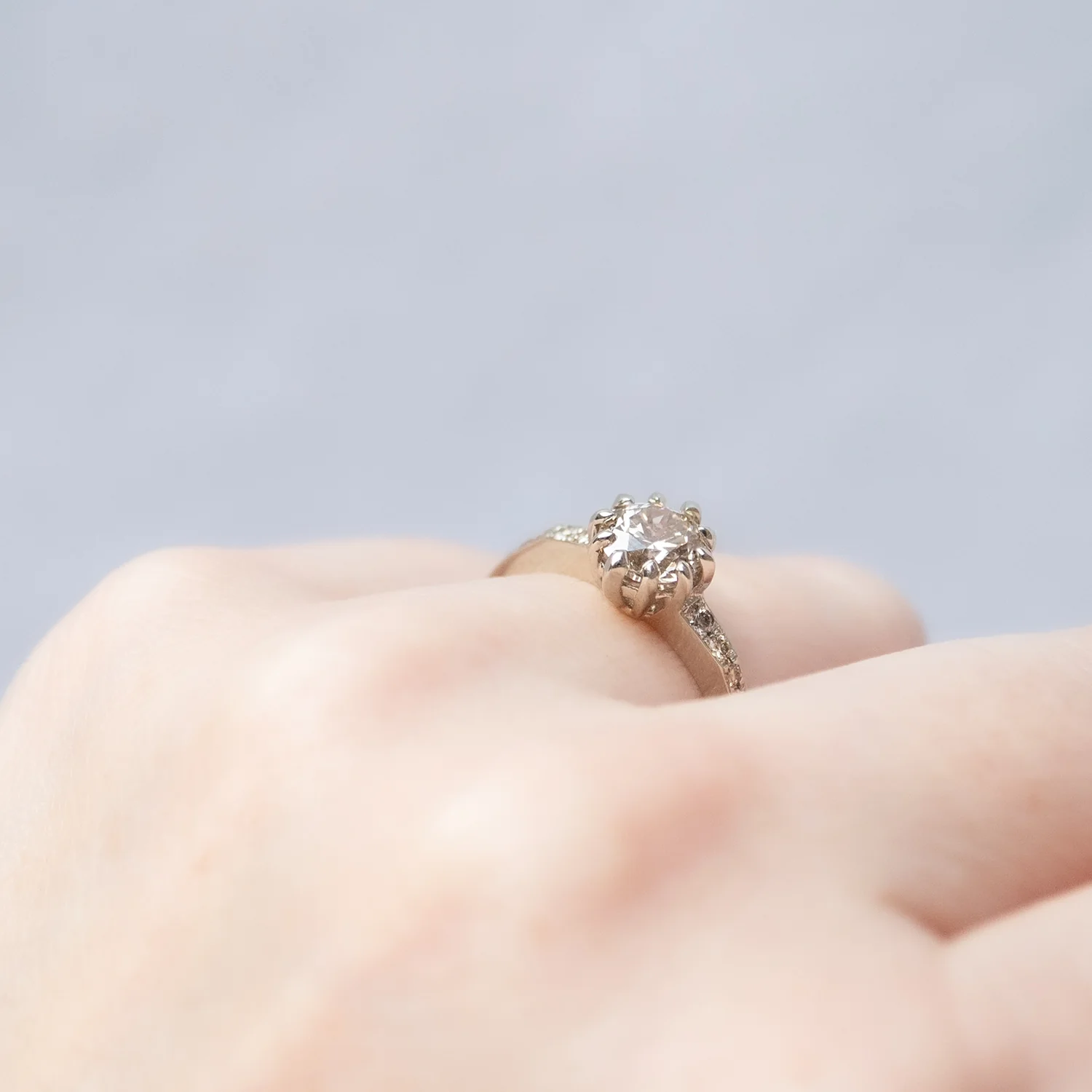 Champagne Pavé Diamond Soirée Ring - Image 6