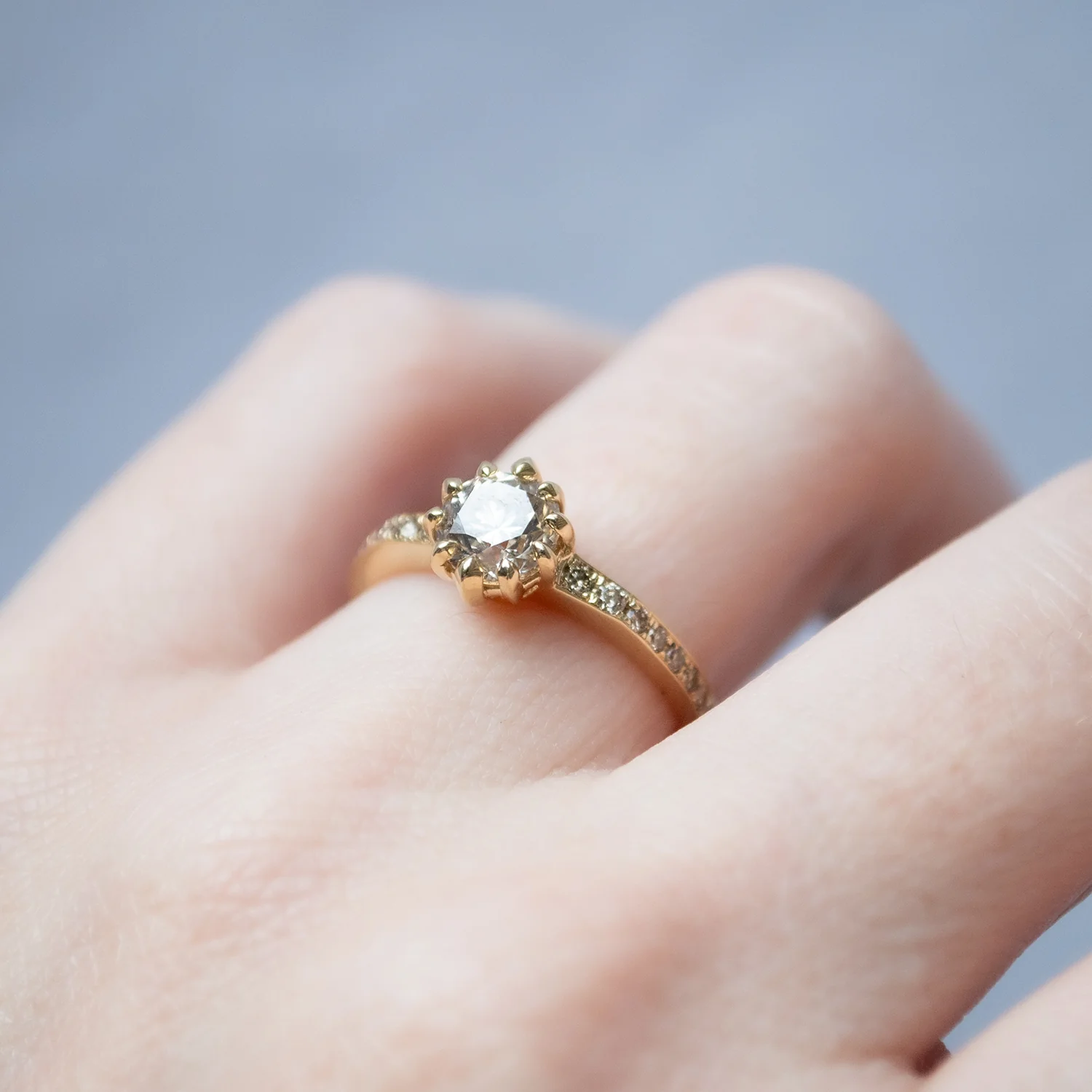 Champagne Pavé Diamond Soirée Ring - Image 2
