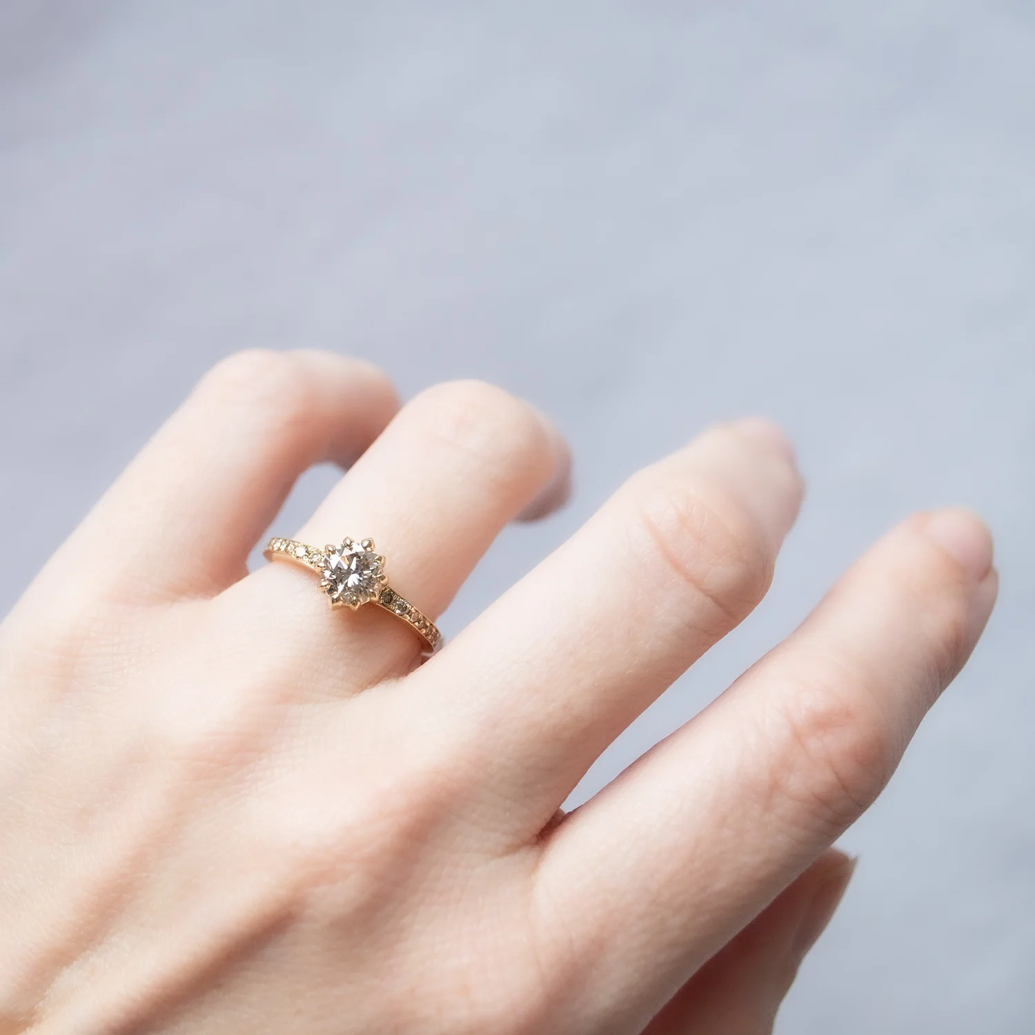 Champagne Pavé Diamond Soirée Ring - Image 6