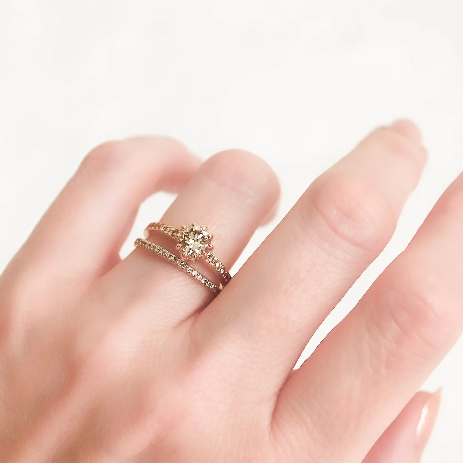 Champagne Pavé Diamond Soirée Ring - Image 7