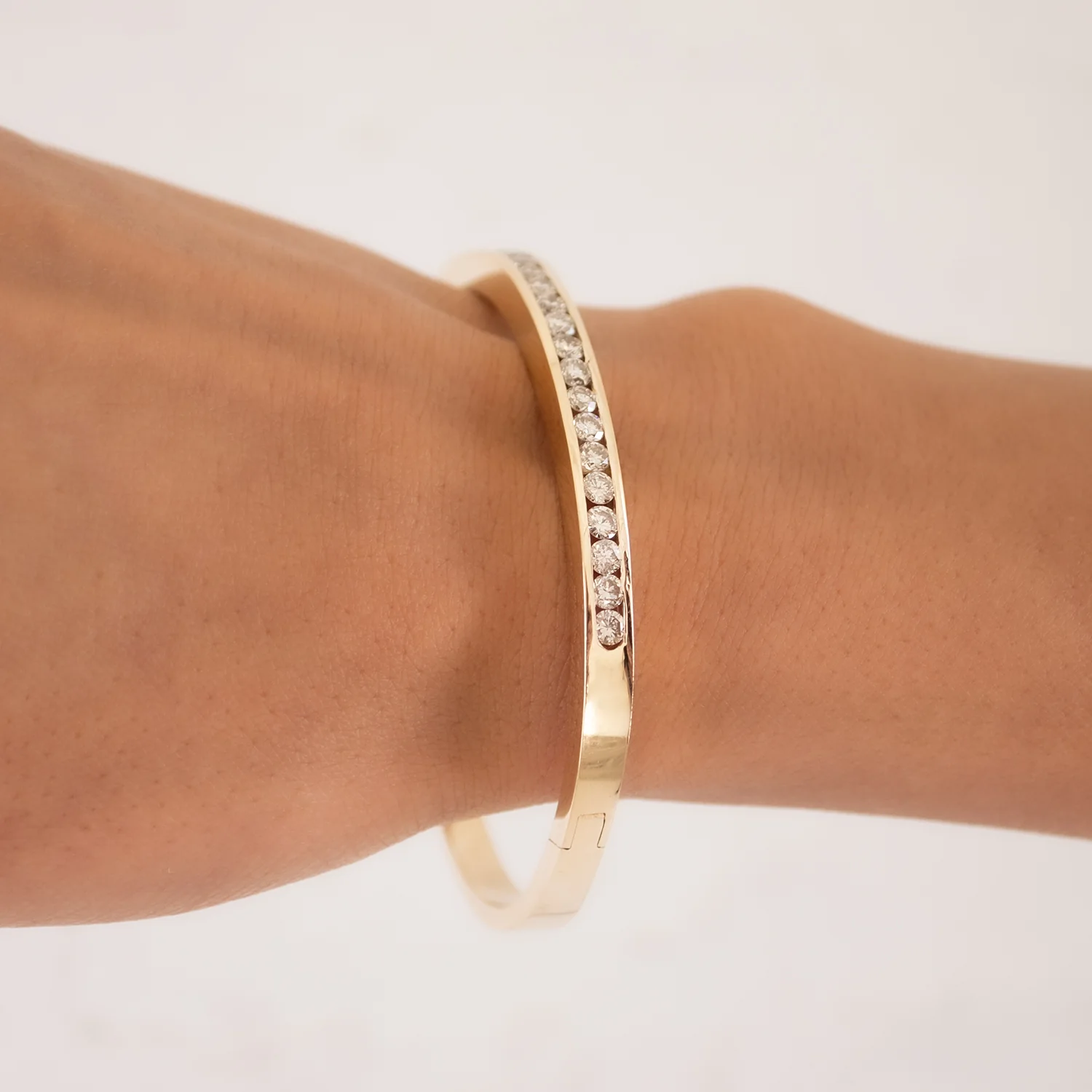 Channel Set Round Diamond Bangle - Image 2