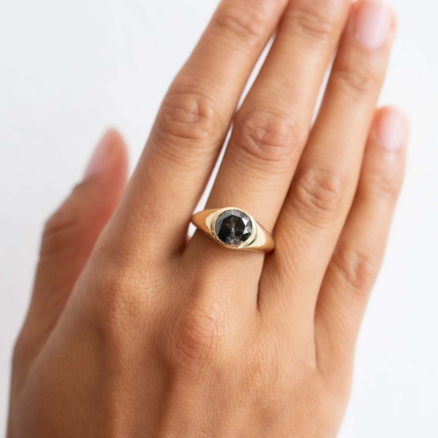 Charcoal Diamond Signet Ring - Image 2