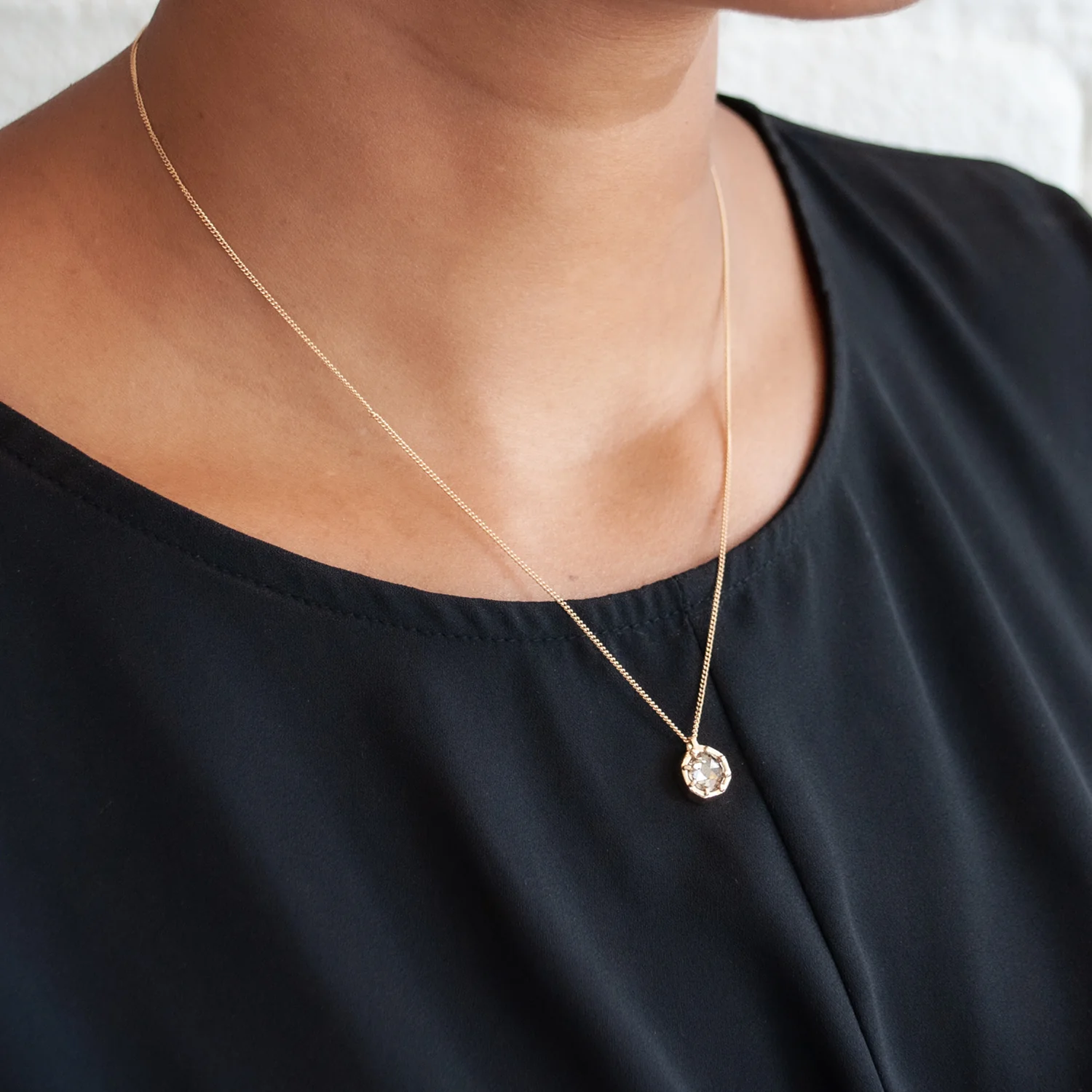 Cognac Diamond Octagon Necklace - Image 2