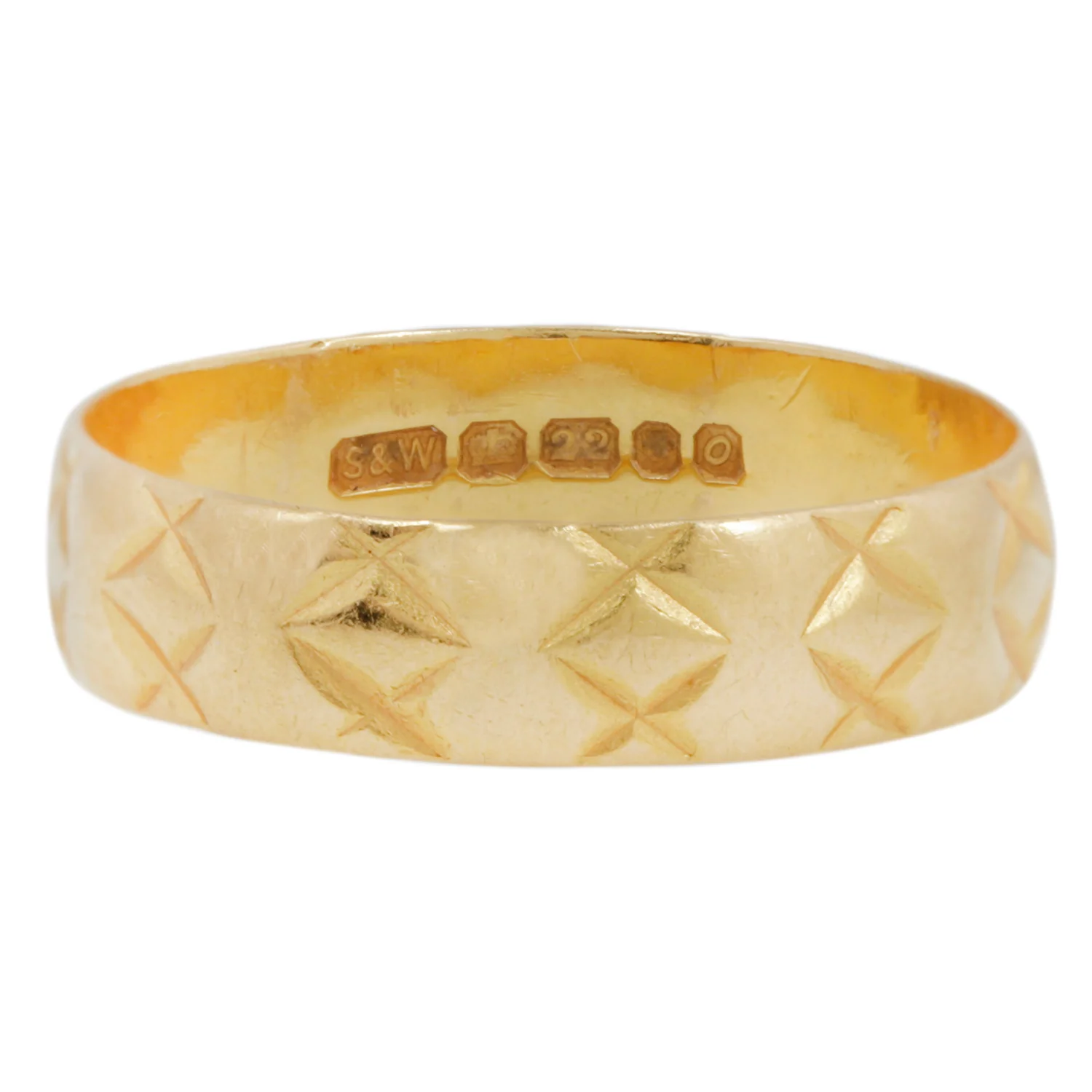 Cross Hatch Gold Band