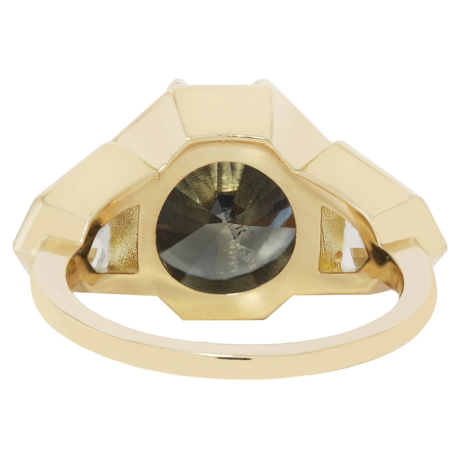 Dark Green Diamond Cathedral Ring - Image 4