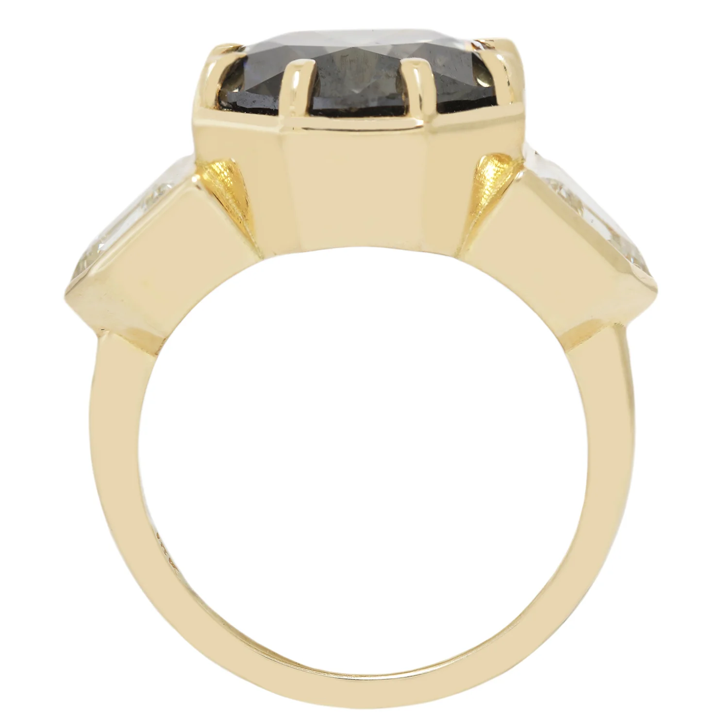 Dark Green Diamond Cathedral Ring - Image 5