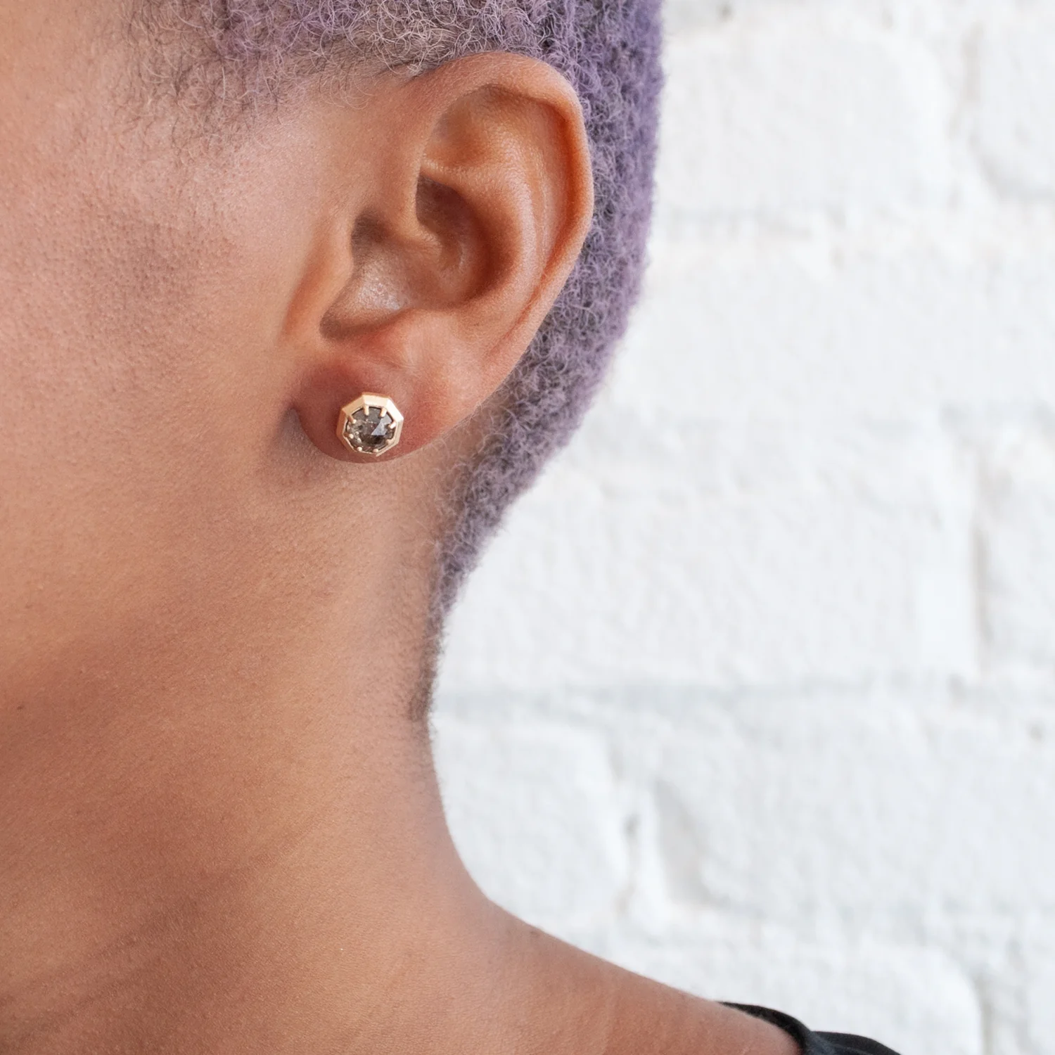 Deep Champagne Octagon Studs - Image 2