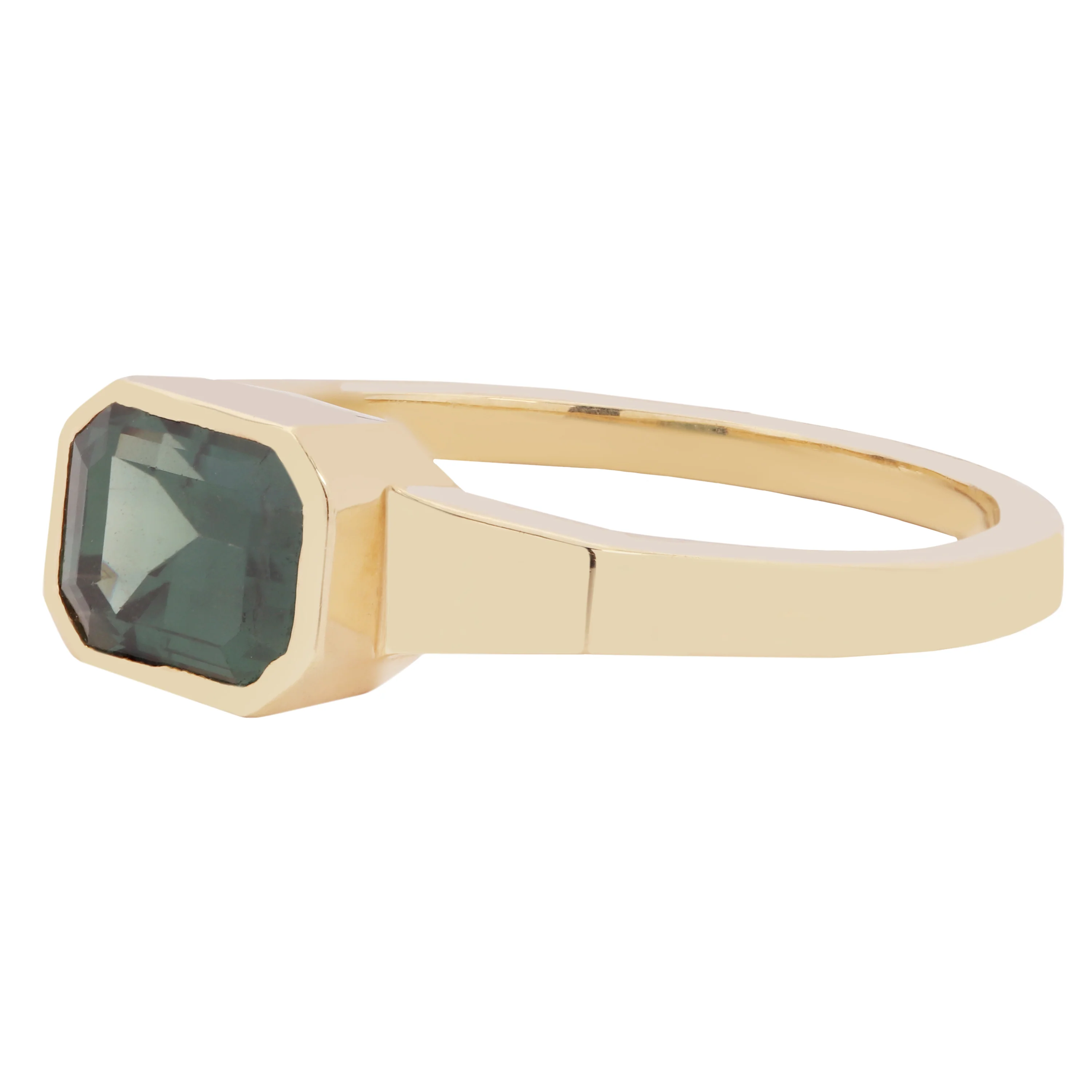 Deep Green Sapphire Deco Ring - Image 3