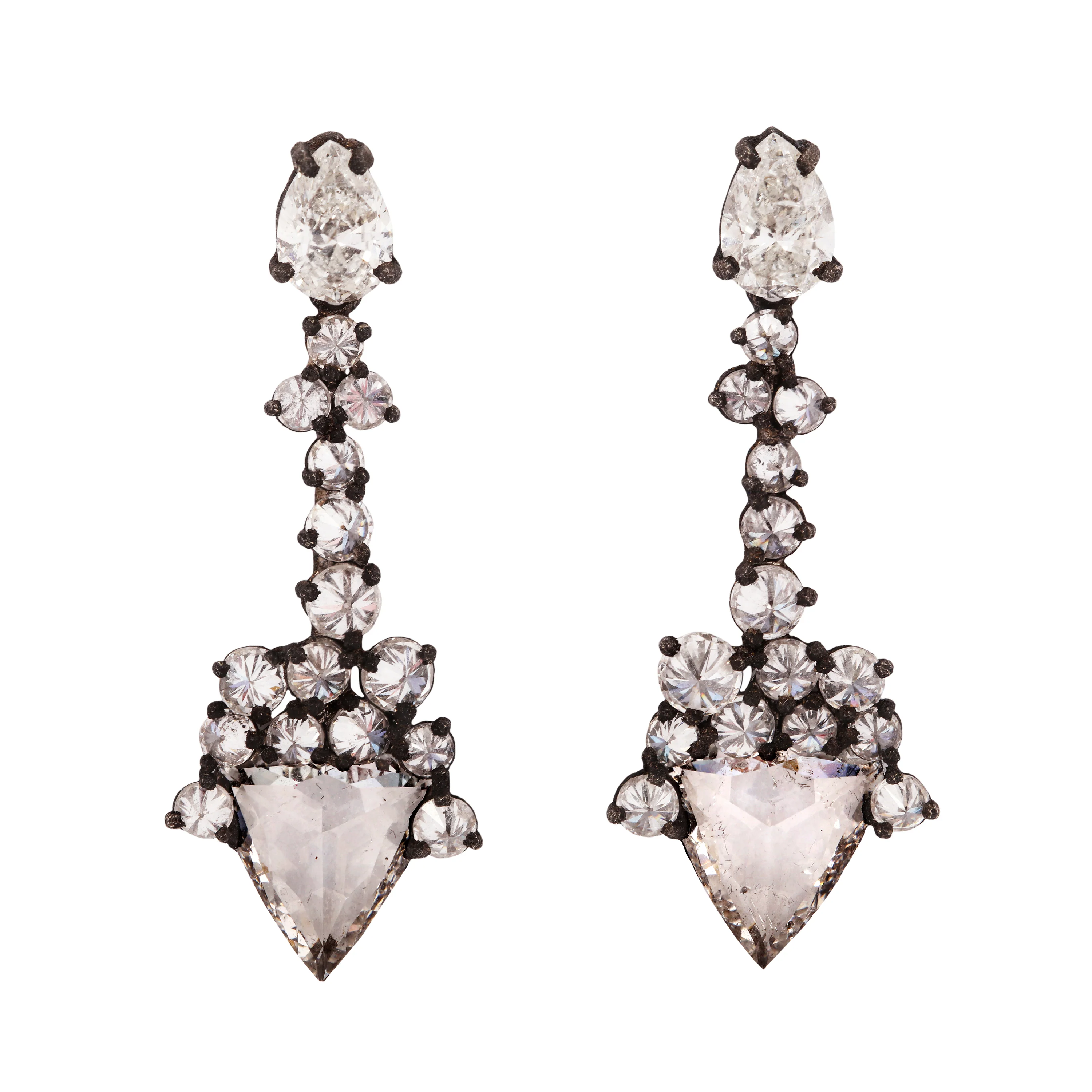 Diamond Cluster Arrow Earrings