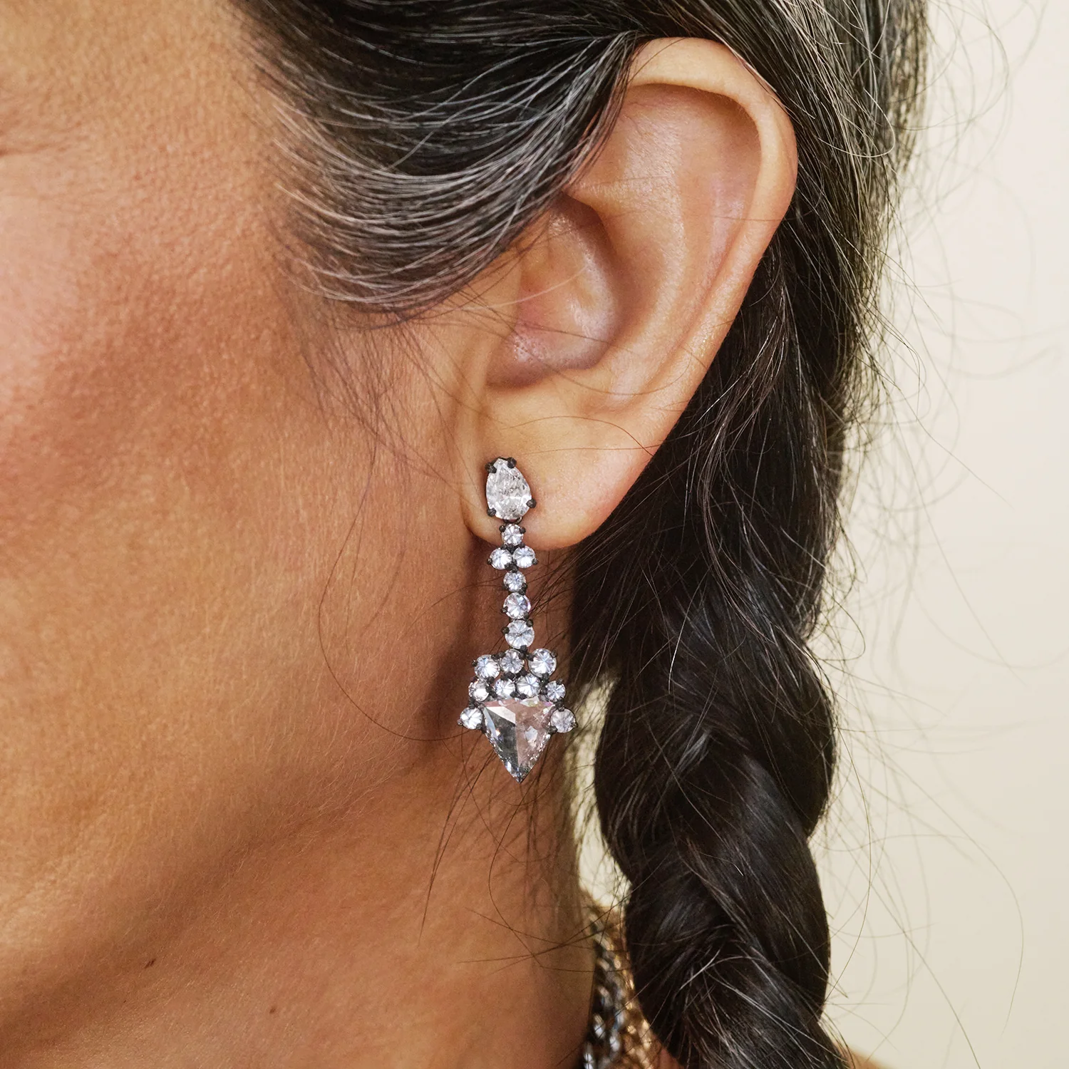 Diamond Cluster Arrow Earrings - Image 2