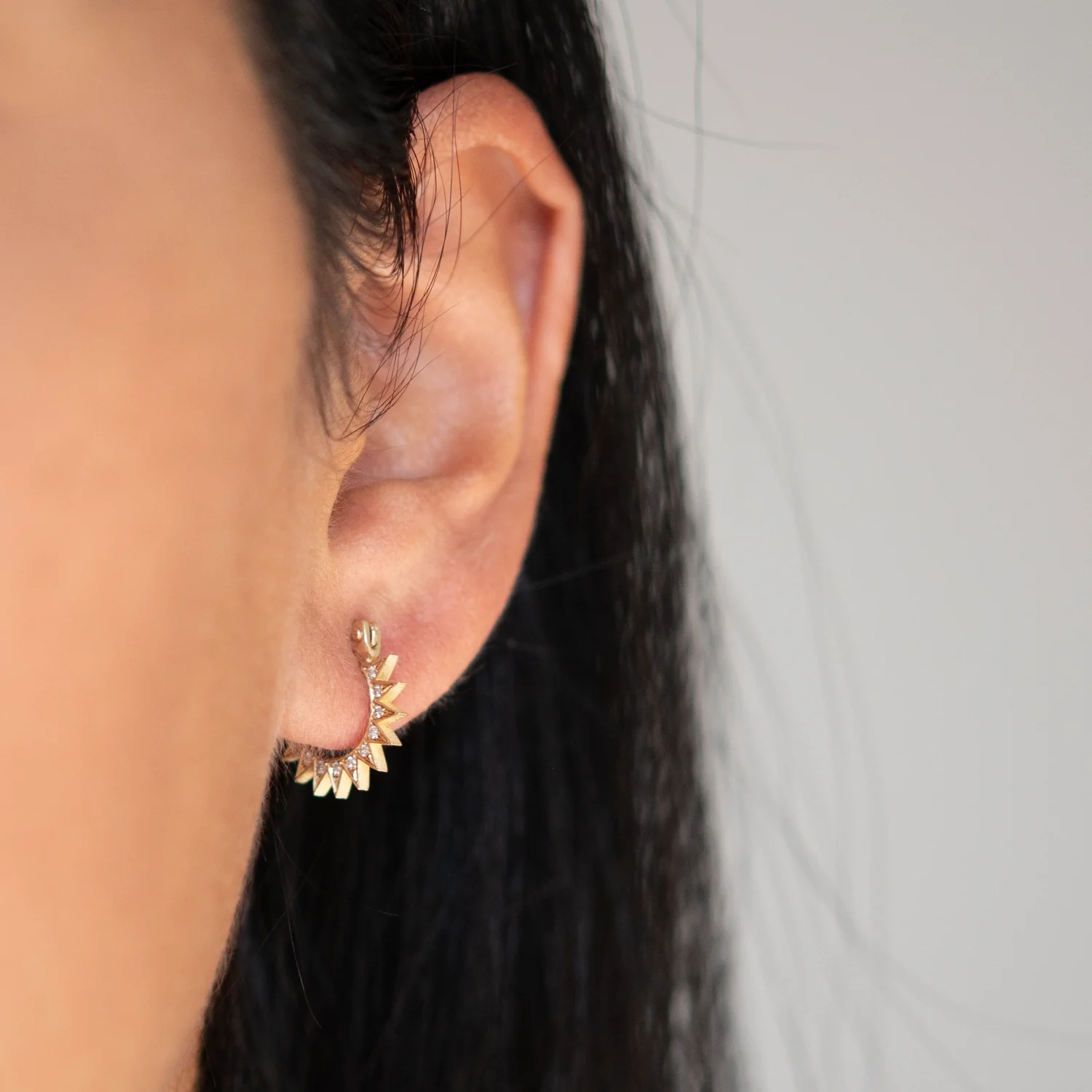 Pavé Diamond Baby Spur Hoops - Image 2
