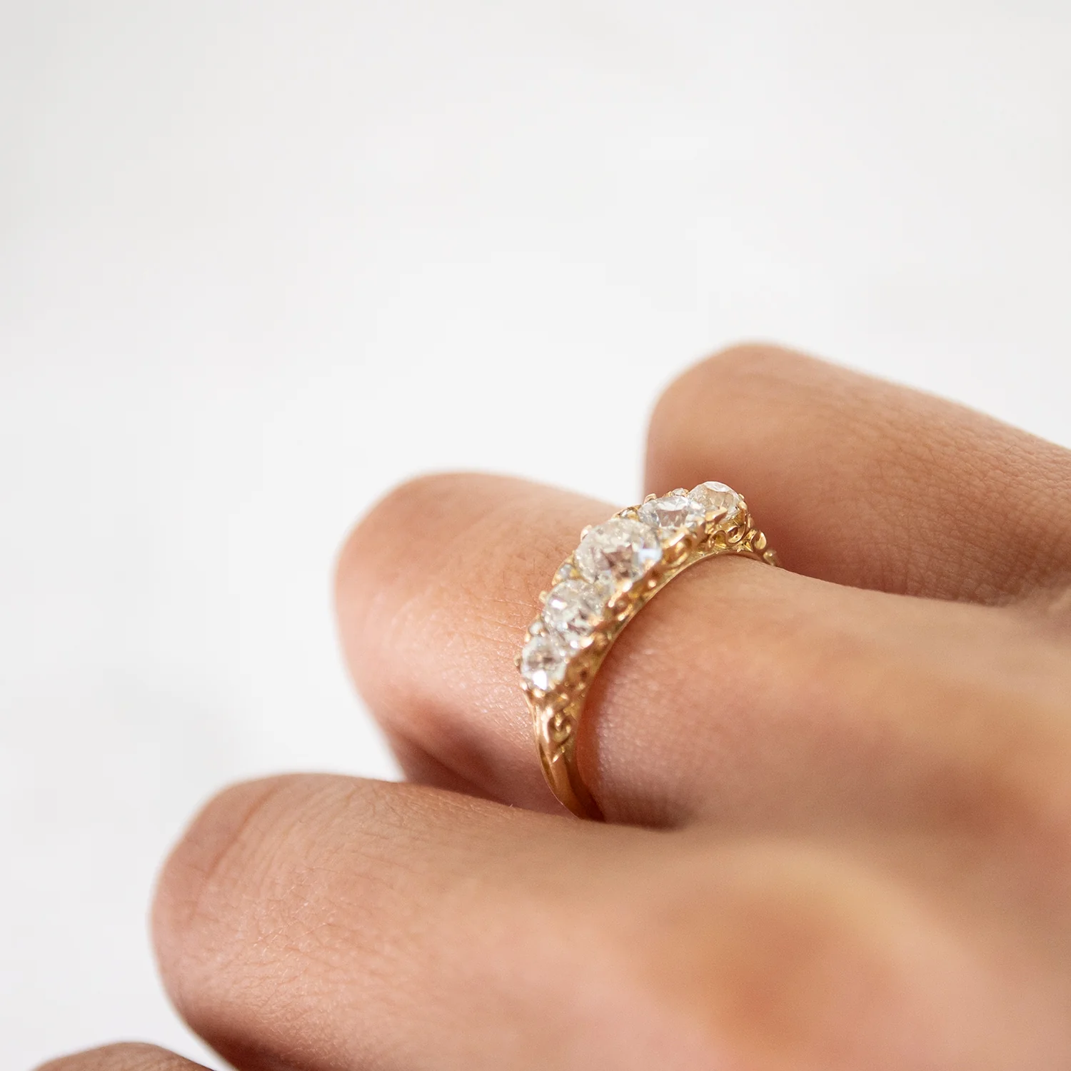 Diamond Filigree Half Hoop Ring - Image 6
