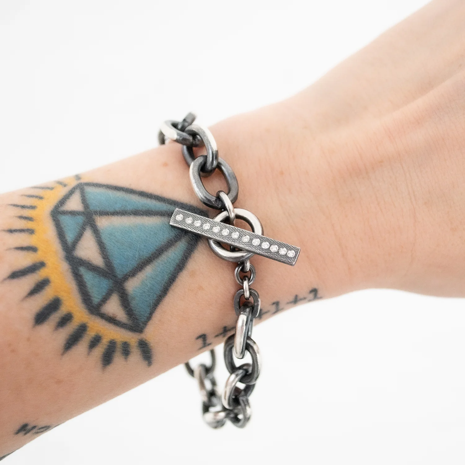 Diamond Toggle Curb Bracelet - Image 2