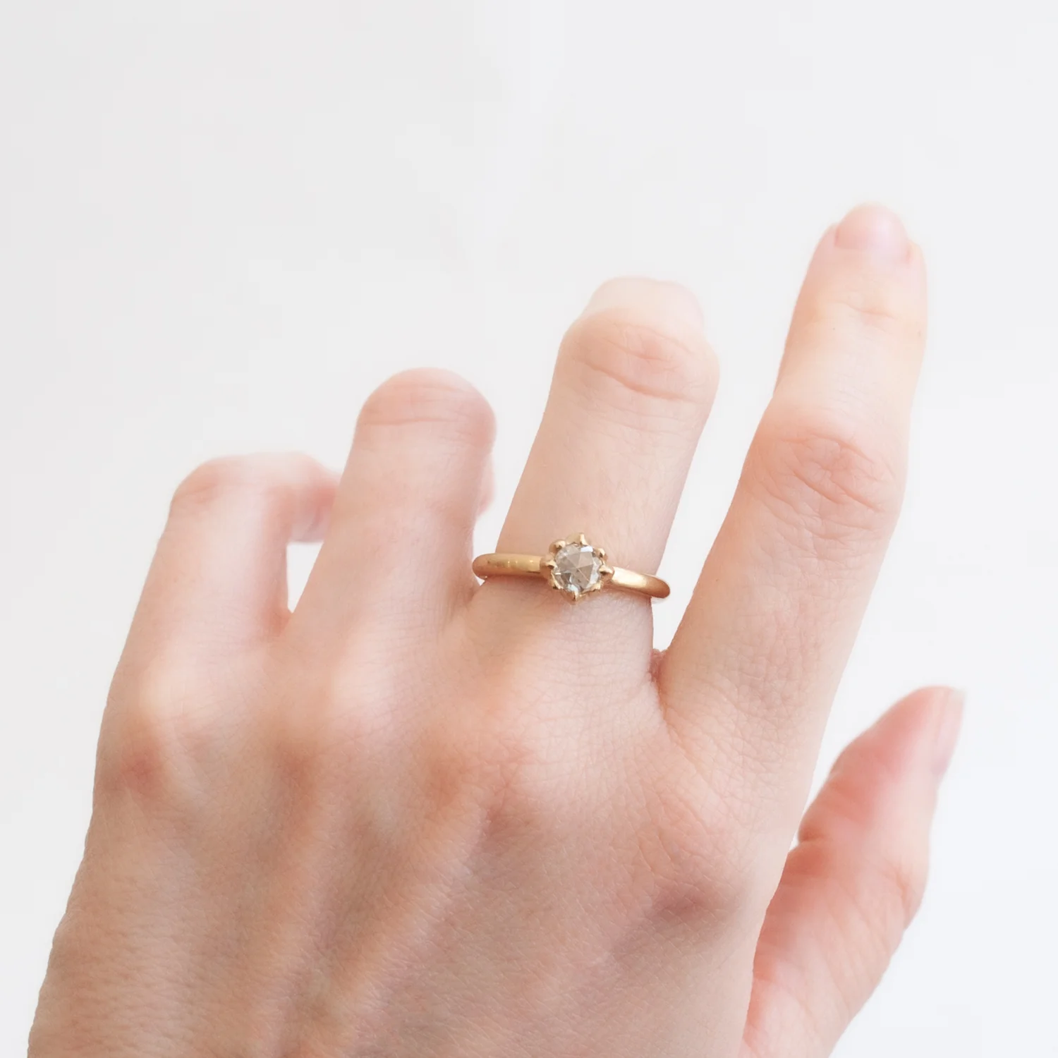 Diamond Solitaire Fleur Ring - Image 2