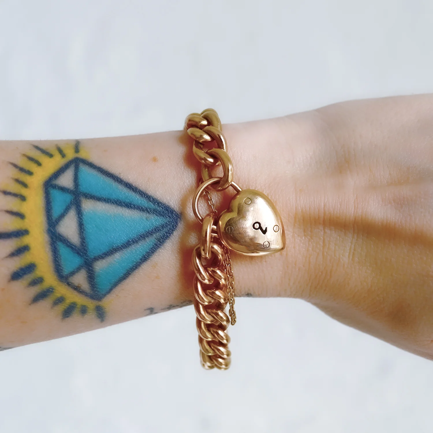 Domed Gold Heart Bracelet - Image 2