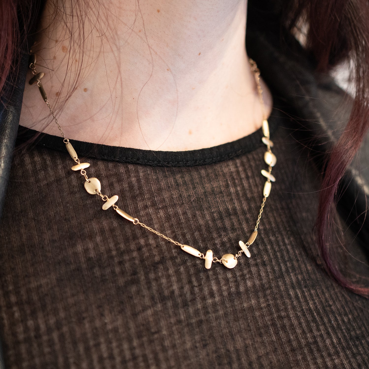 Double Cross Gold Necklace - Image 2