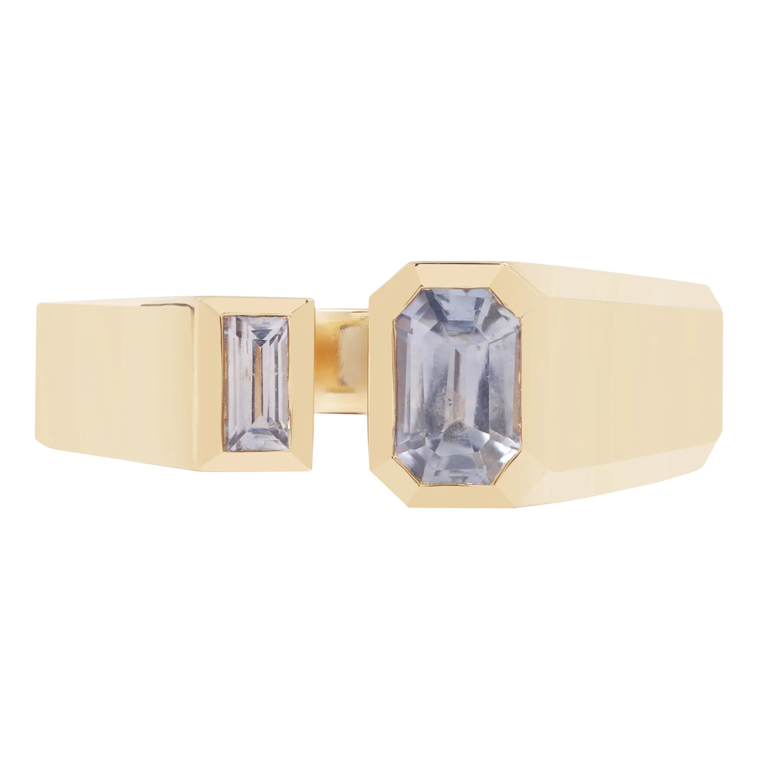 Emerald & Baguette Blue Sapphire Dyad Ring