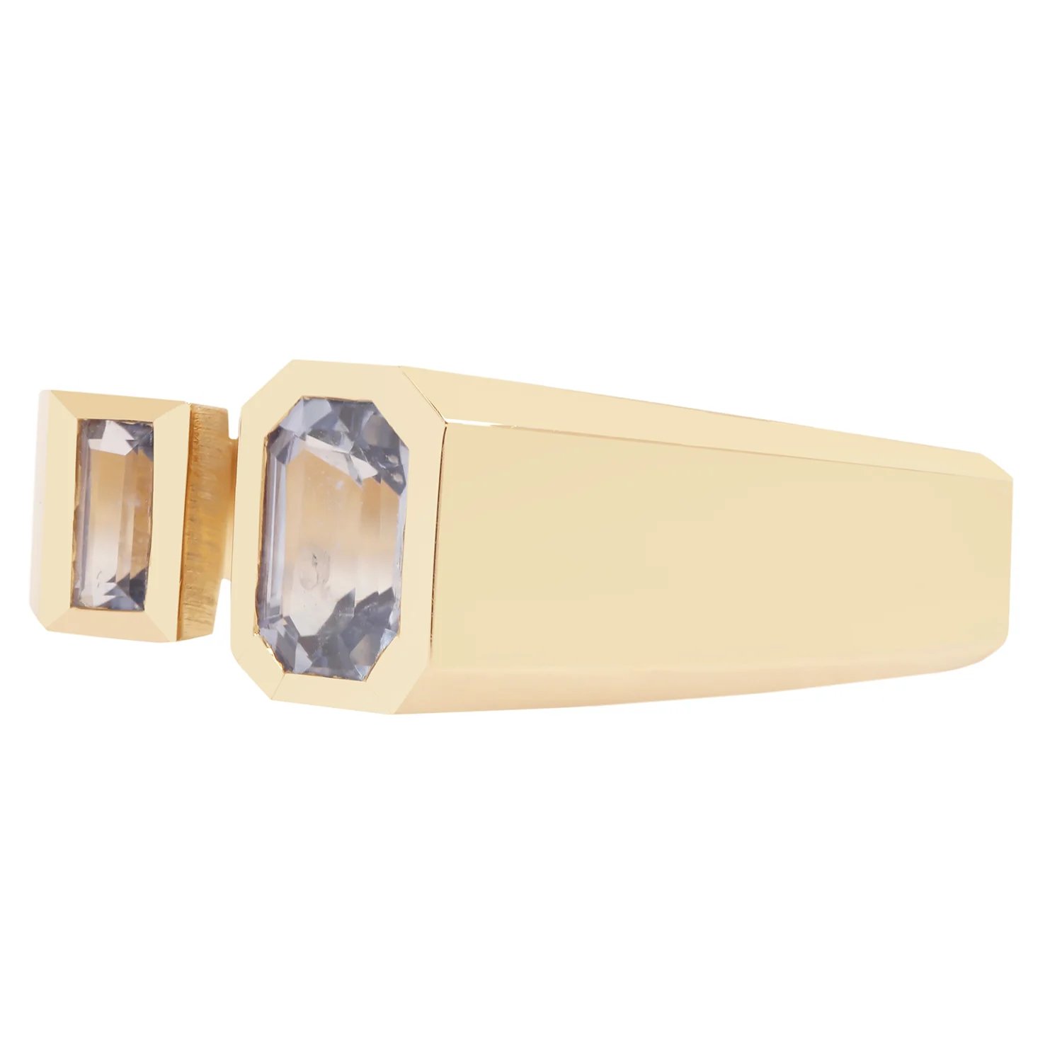 Emerald & Baguette Blue Sapphire Dyad Ring - Image 3